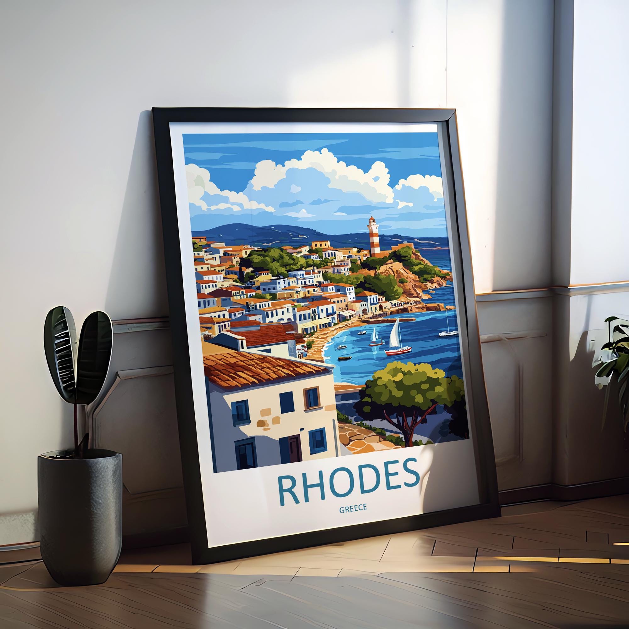 Rhodes Travel Print Wall Art Rhodes Greece Wall Hanging Home Decoration Rhodes Gift Art Lovers Wall Art Print Rhodes Greece Wall Poster Art