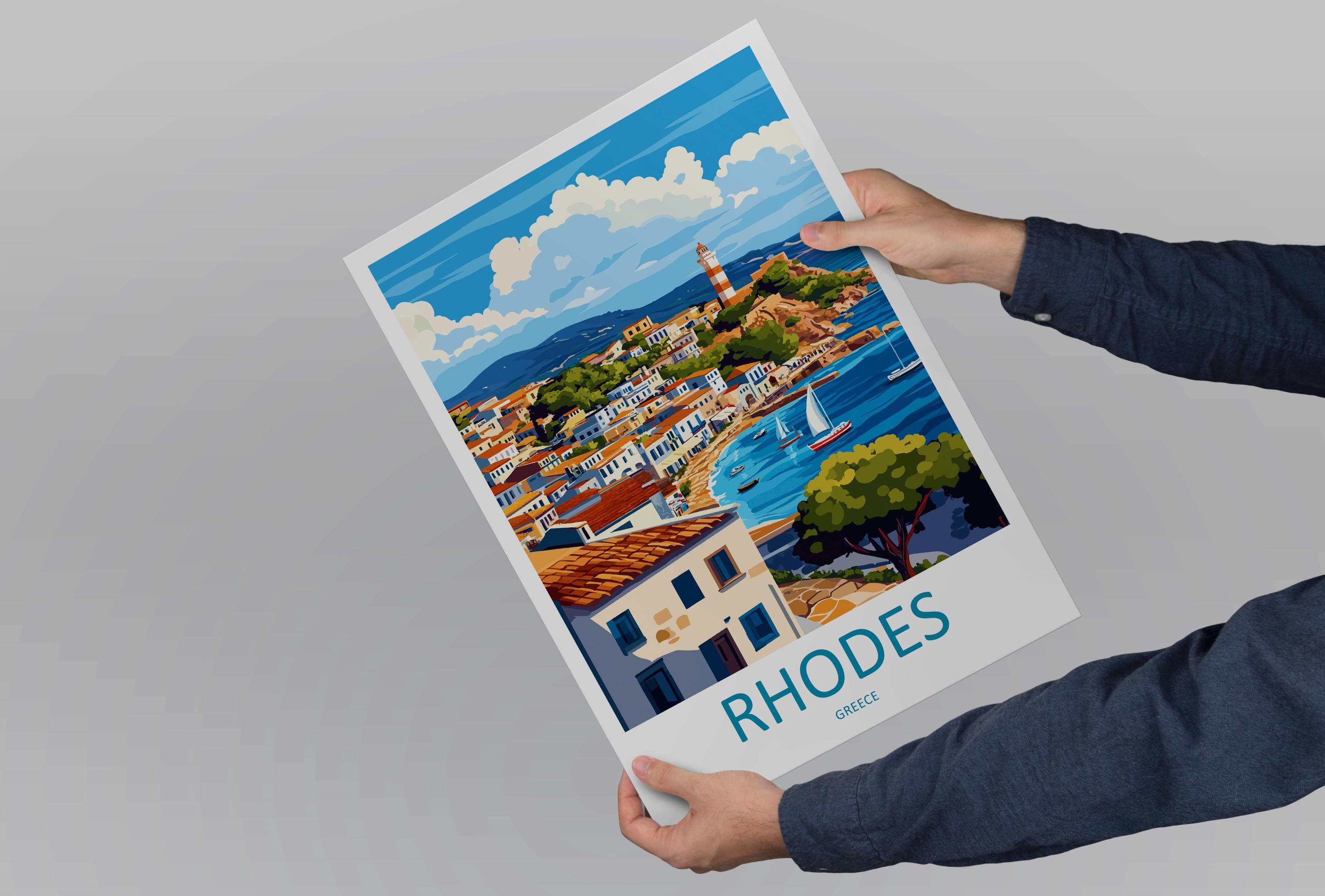 Rhodes Travel Print Wall Art Rhodes Greece Wall Hanging Home Decoration Rhodes Gift Art Lovers Wall Art Print Rhodes Greece Wall Poster Art