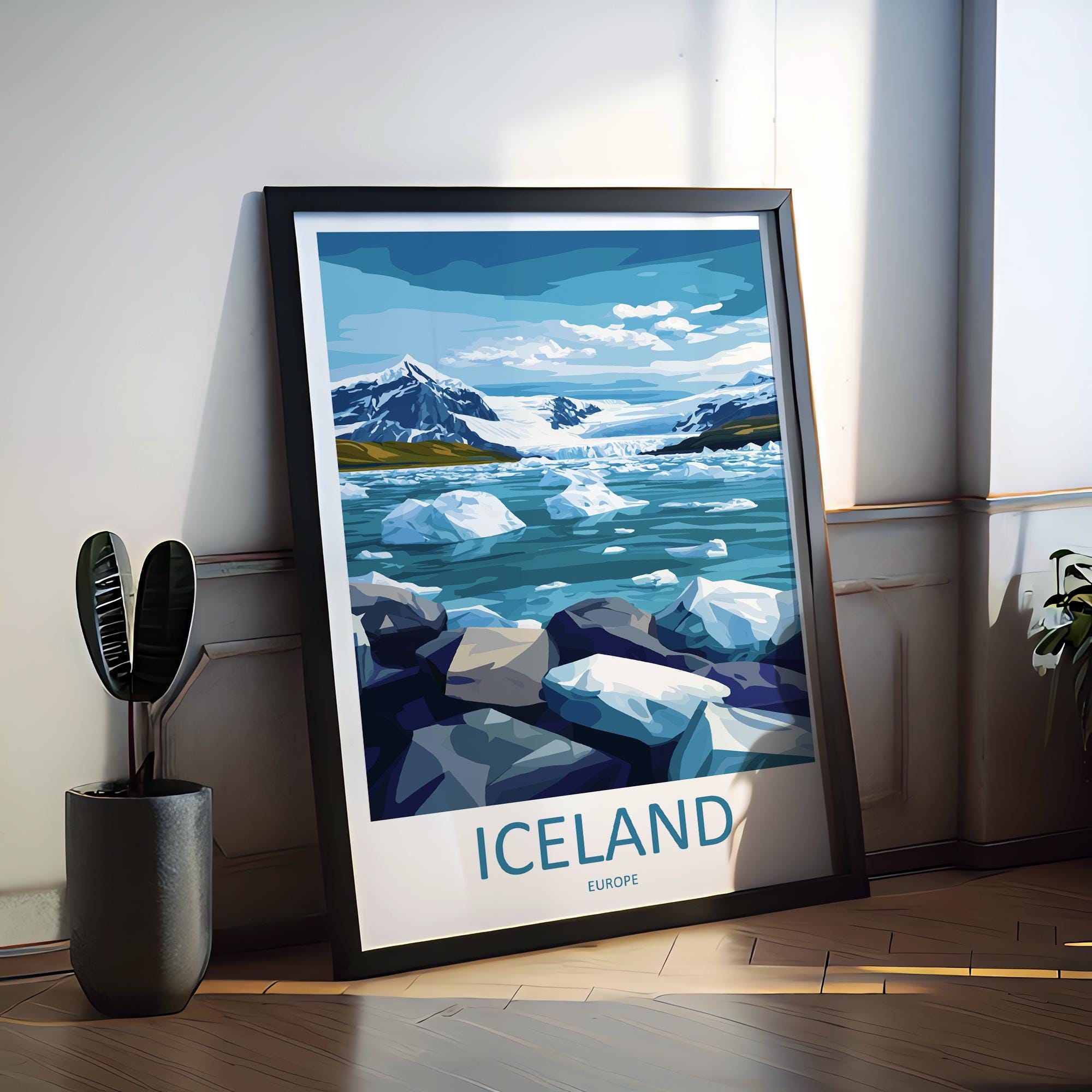 Iceland Travel Print Wall Art Iceland Wall Hanging Home Décor Iceland Gift Art Lovers Iceland Art Lover Gift Decor