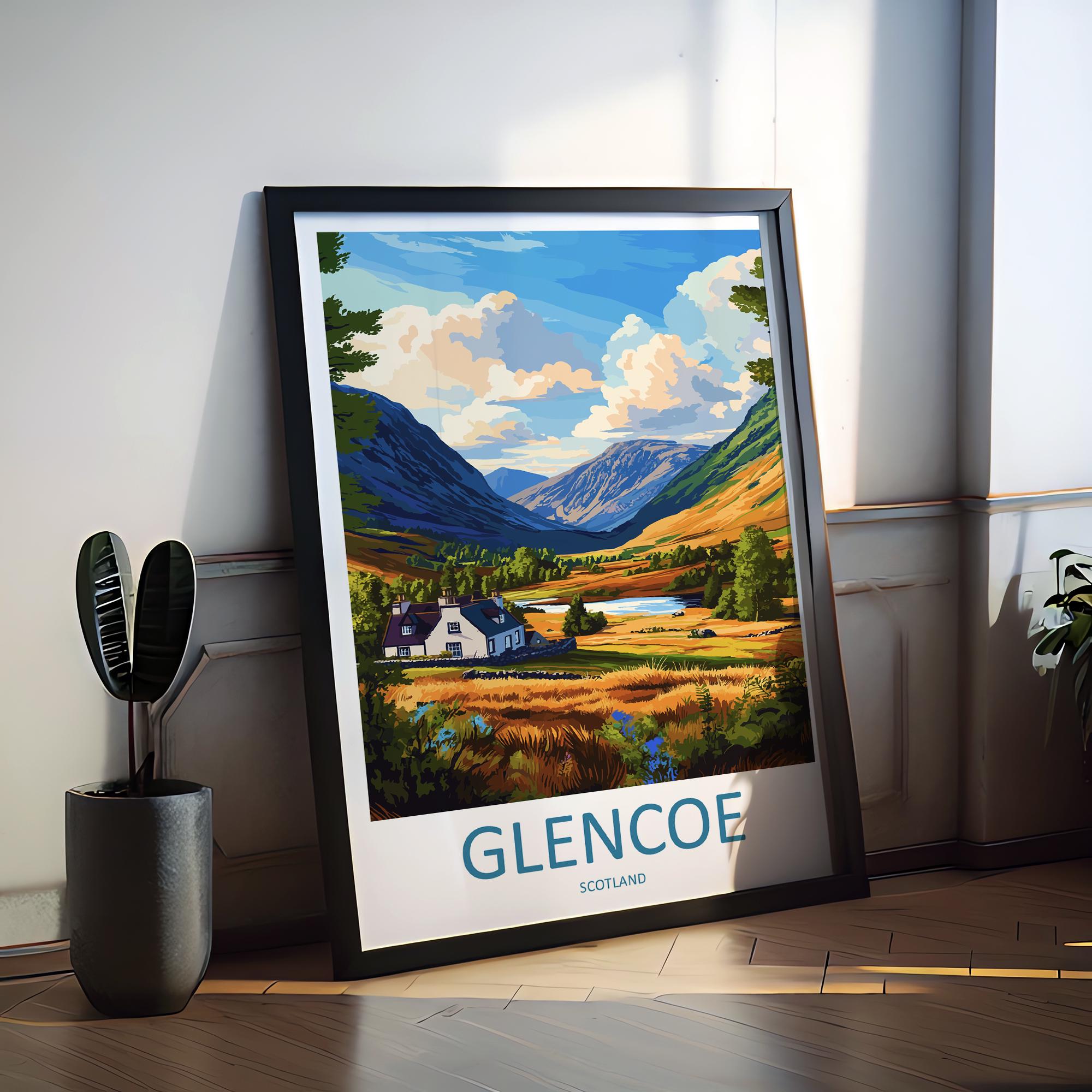 Glencoe Travel Print Wall Art Glencoe Wall Hanging Home Décor Glencoe Gift Art Lovers Scotland Art Lover Gift Glencoe Travel Artwork