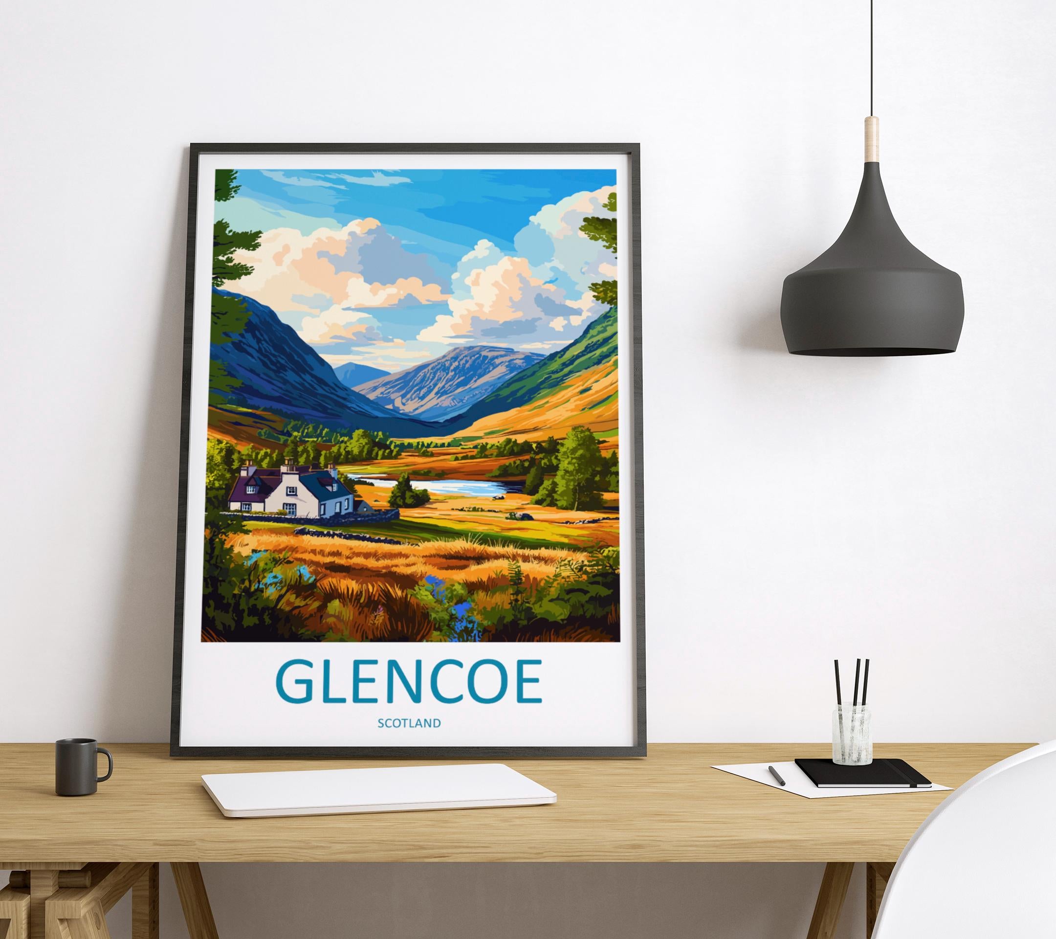 Glencoe Travel Print Wall Art Glencoe Wall Hanging Home Décor Glencoe Gift Art Lovers Scotland Art Lover Gift Glencoe Travel Artwork