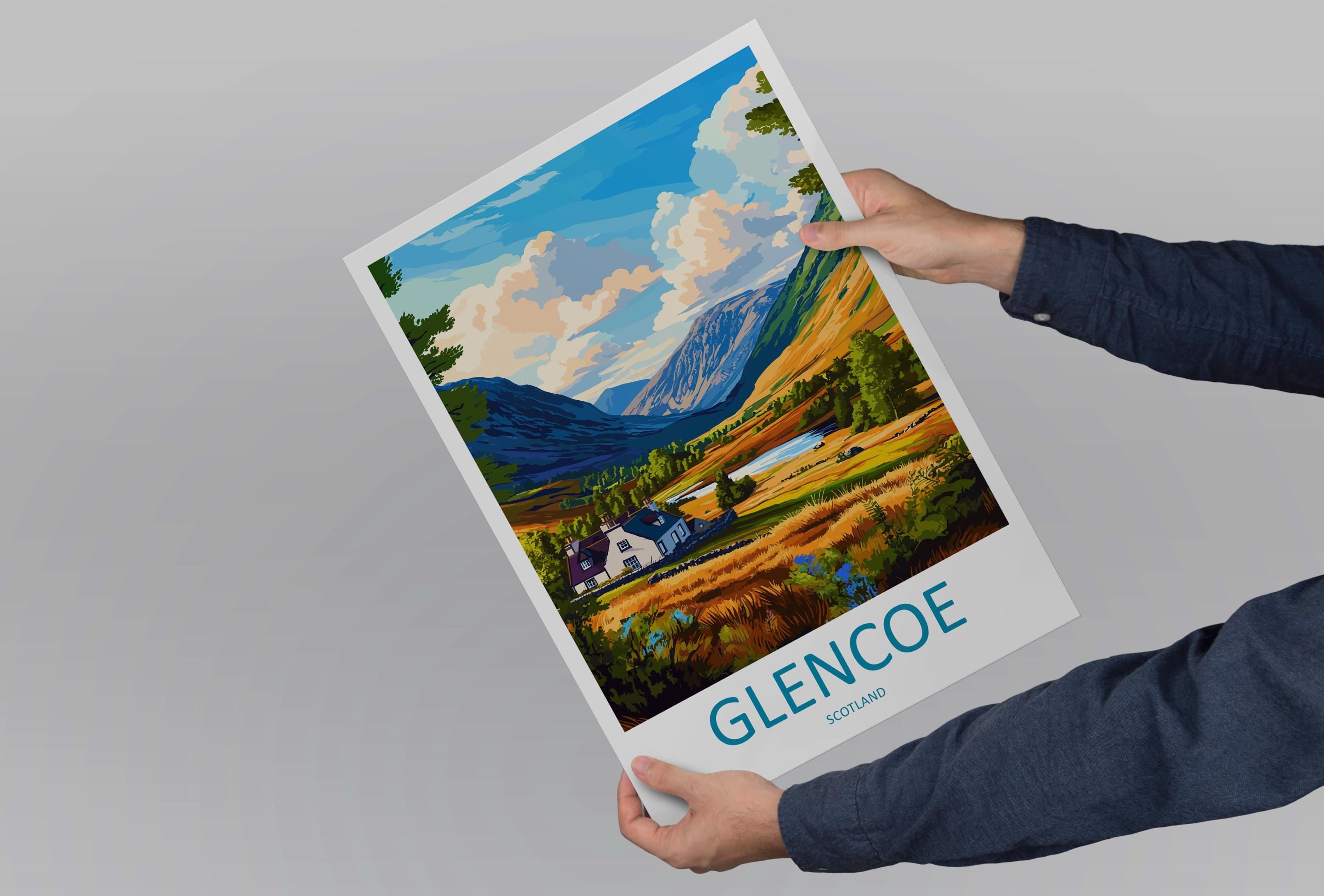 Glencoe Travel Print Wall Art Glencoe Wall Hanging Home Décor Glencoe Gift Art Lovers Scotland Art Lover Gift Glencoe Travel Artwork