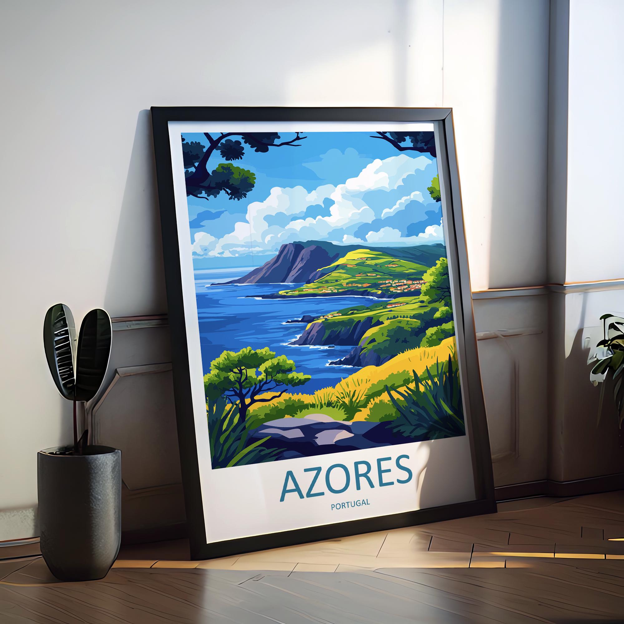 Azores Travel Print Wall Art Azores Wall Hanging Home Décor Azores Gift Art Lovers Portugal Art Lover Gift Azores Wall Décor Print