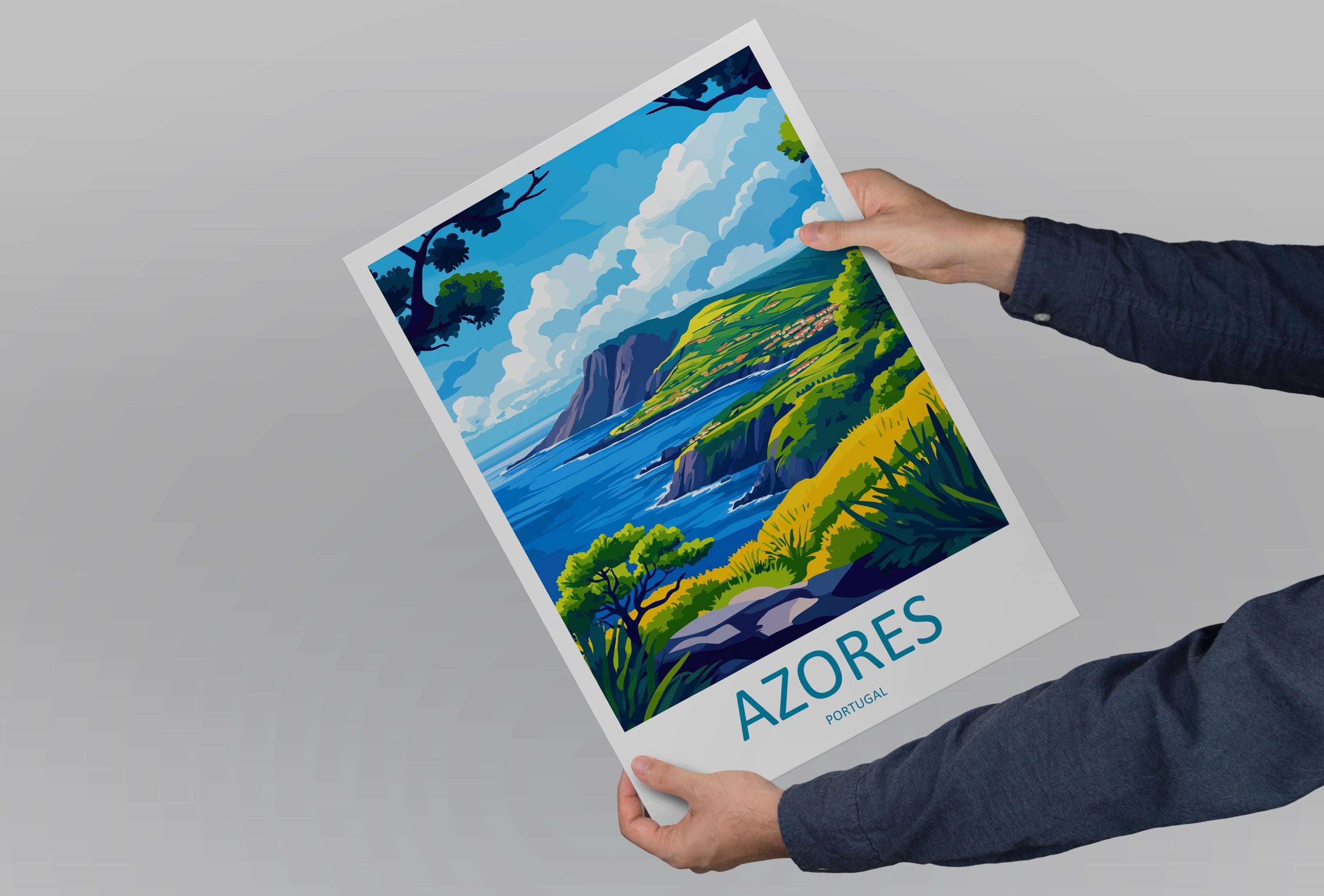 Azores Travel Print Wall Art Azores Wall Hanging Home Décor Azores Gift Art Lovers Portugal Art Lover Gift Azores Wall Décor Print