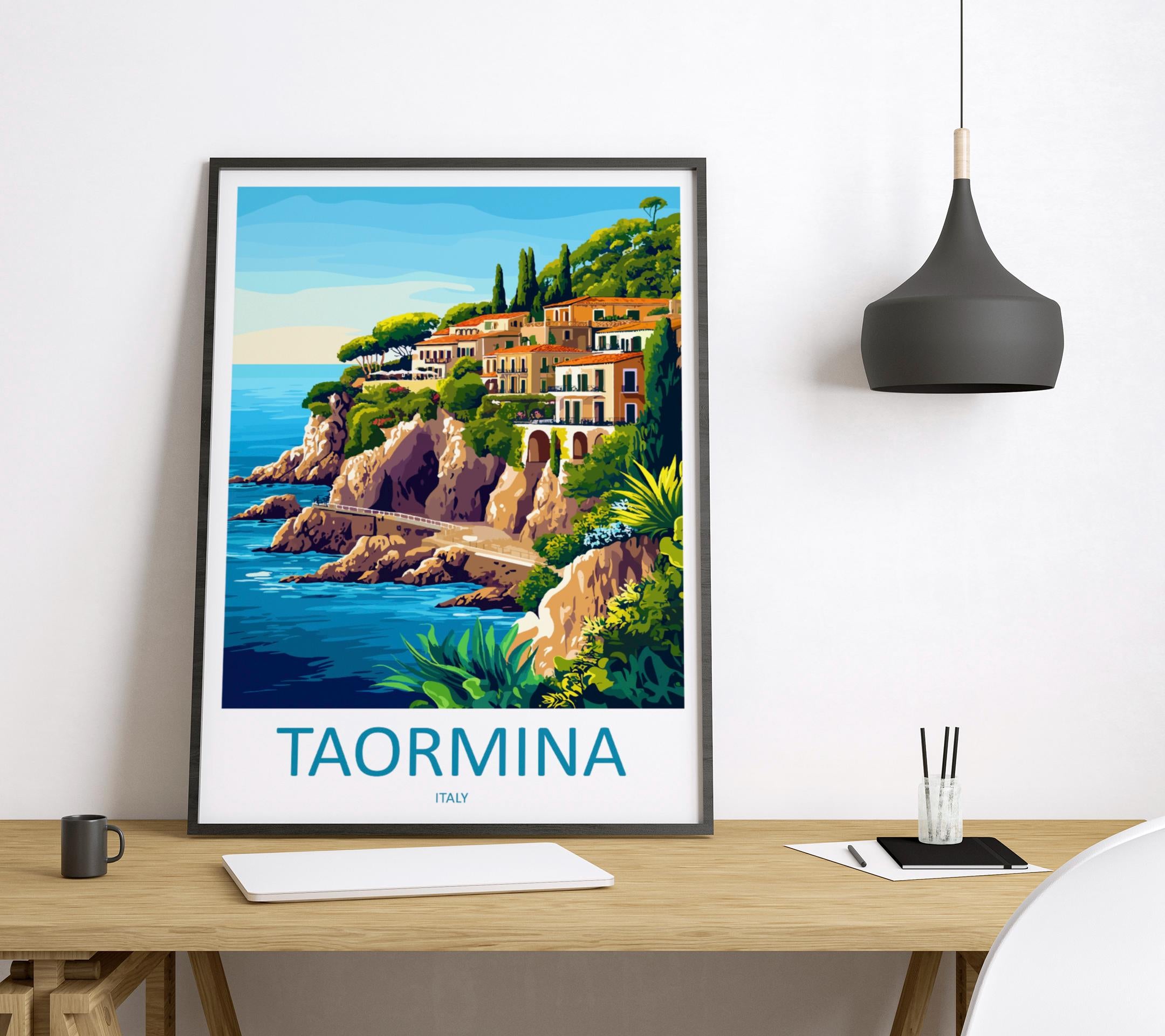 Taormina Travel Print Wall Art Taormina Wall Hanging Home Décor Taormina Gift Art Lovers Italy Art Lover Gift Taormina Print Taormina Art