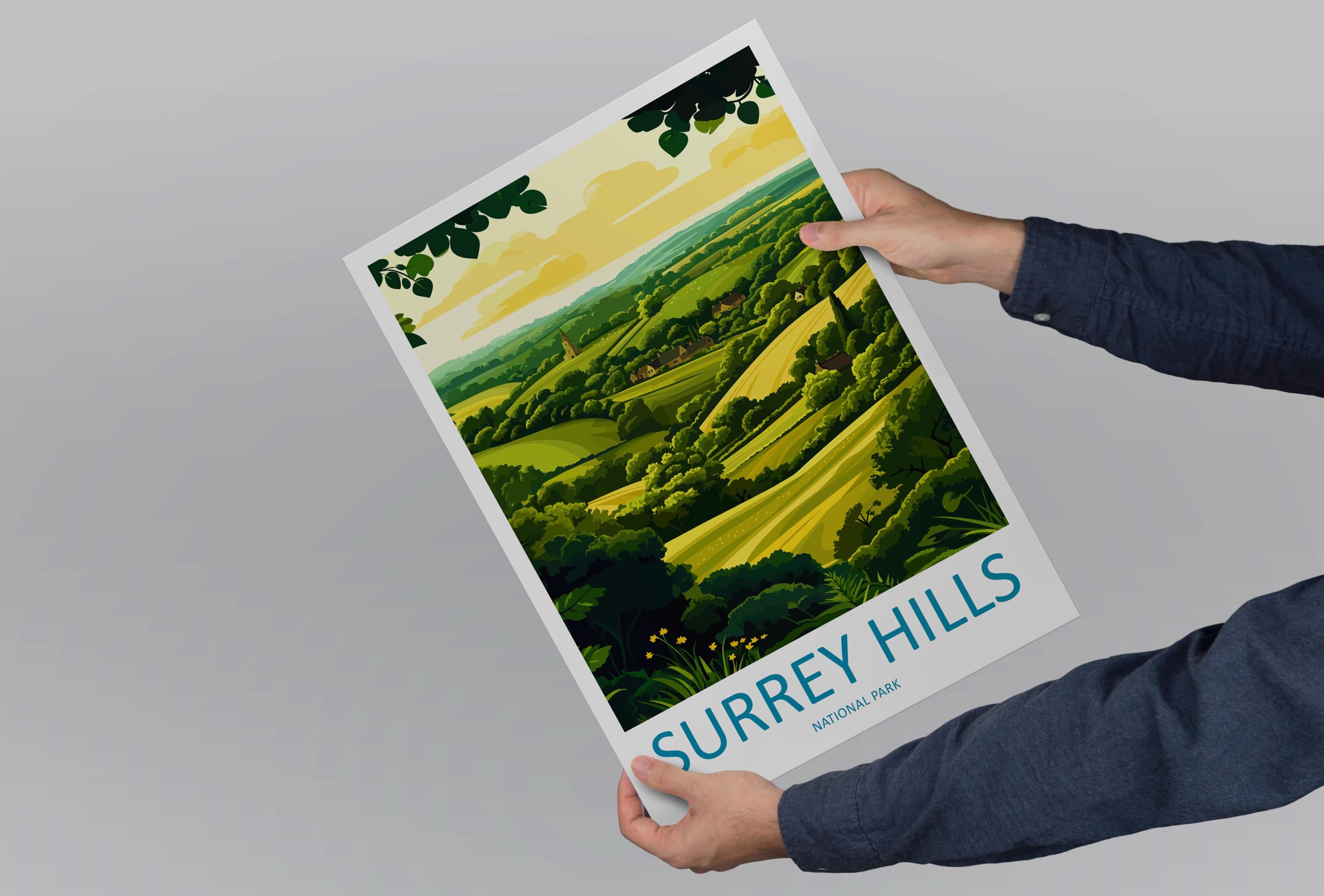 Surrey Hills Travel Print Wall Art Surrey Hills Wall Hanging Home Decoration Surrey Hills Gift Art Lovers Wall Art Print Art Surrey Hills