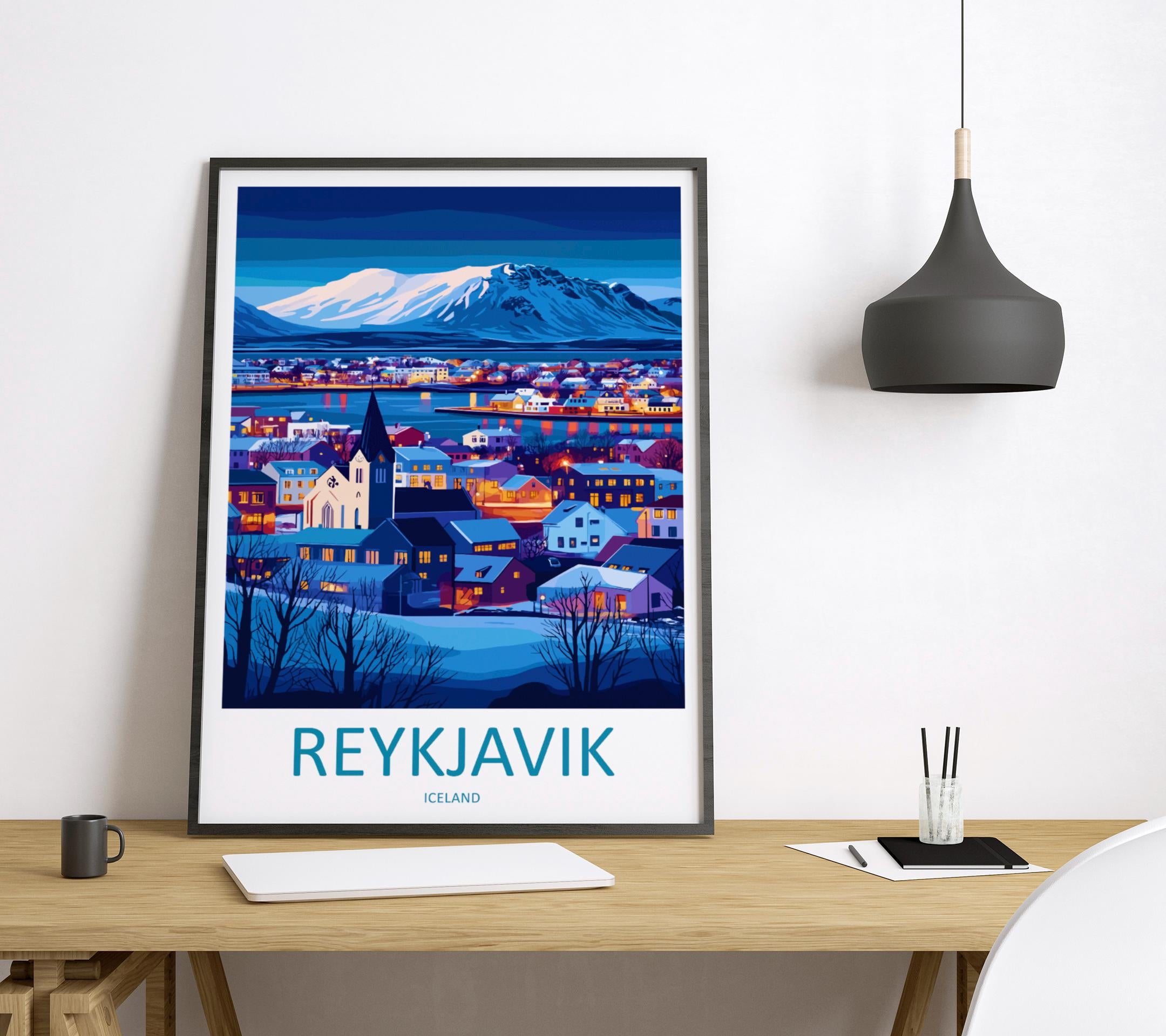 Reykjavik Travel Print Wall Art Reykjavik Wall Hanging Home Décor Reykjavik Gift Art Lovers Iceland Art Lover Gift Reykjavik Wall Decor