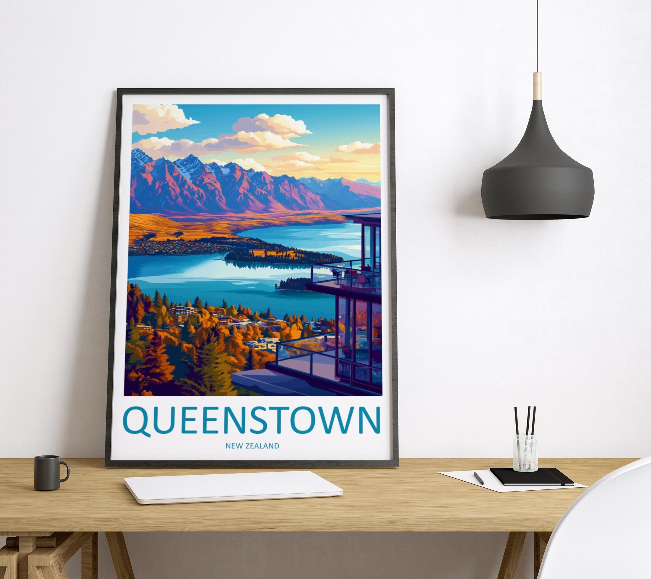 Queenstown Travel Print Wall Art Queenstown Wall Hanging Home Décor Queenstown Gift Art Lovers New Zealand Art Lover Gift Print Queenstown