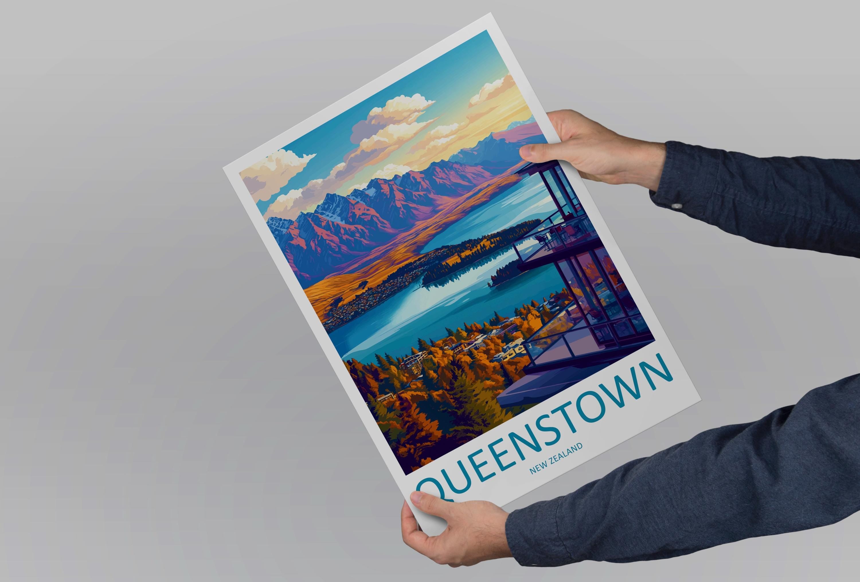 Queenstown Travel Print Wall Art Queenstown Wall Hanging Home Décor Queenstown Gift Art Lovers New Zealand Art Lover Gift Print Queenstown