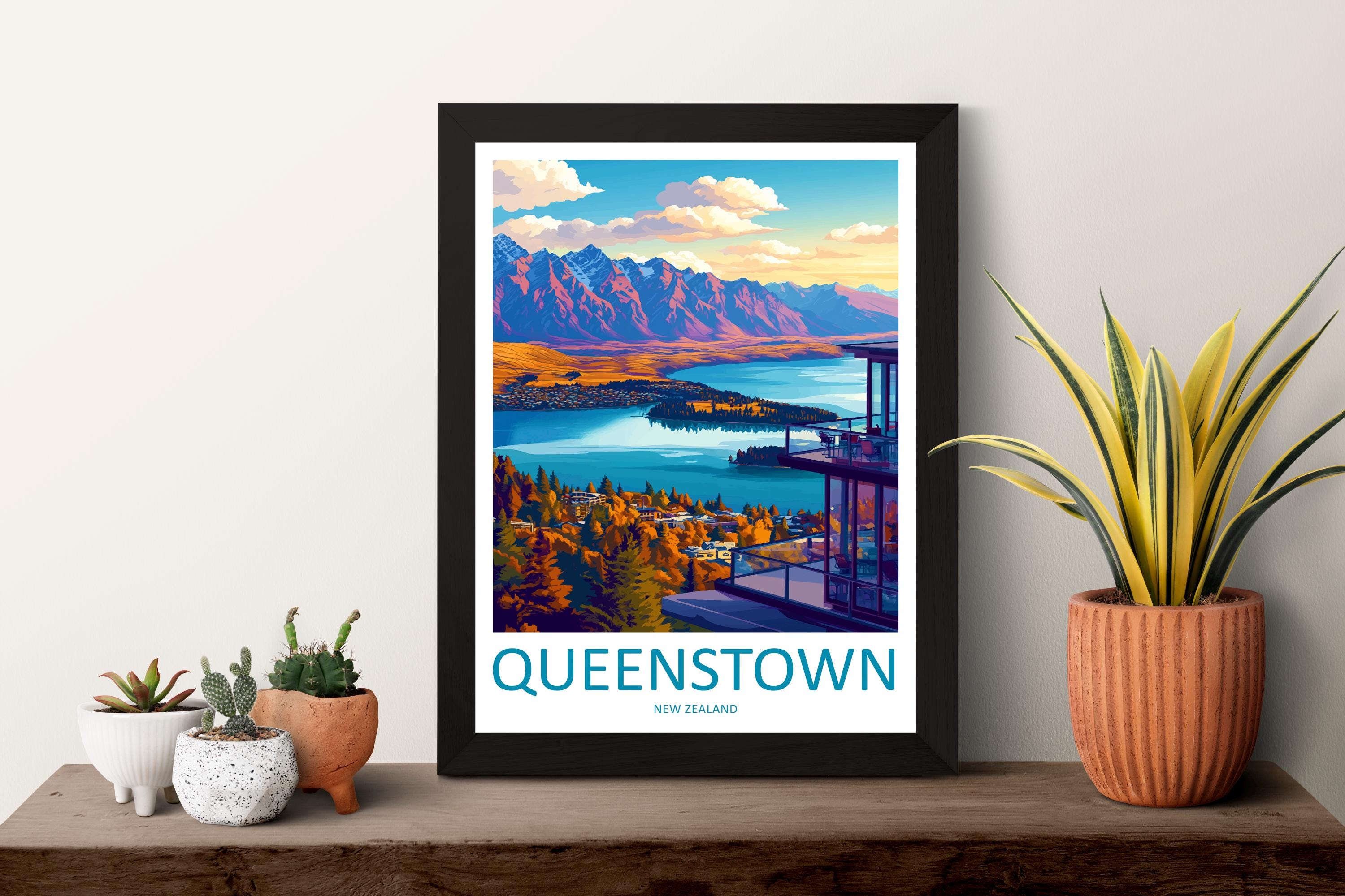 Queenstown Travel Print Wall Art Queenstown Wall Hanging Home Décor Queenstown Gift Art Lovers New Zealand Art Lover Gift Print Queenstown