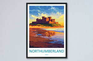 Northumberland Coast Travel Print Wall Art Northumberland Coast Wall Hanging Home Decor Northumberland Coast Gift Art Lovers Wall Art ANOB