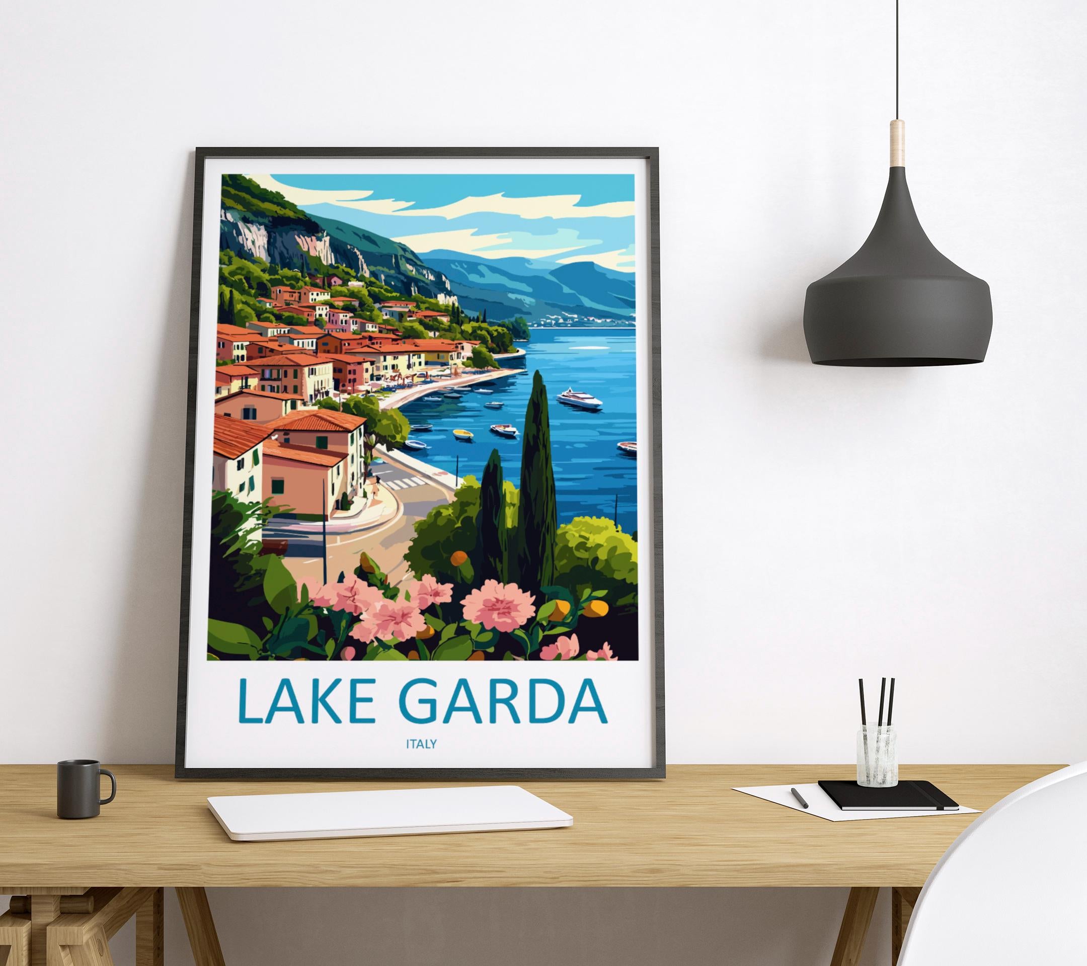 Lake Garda Travel Print Wall Art Lake Garda Wall Hanging Home Decoration Lake Garda Gift Art Lovers Wall Art Print Art Lake Garda Travel Art