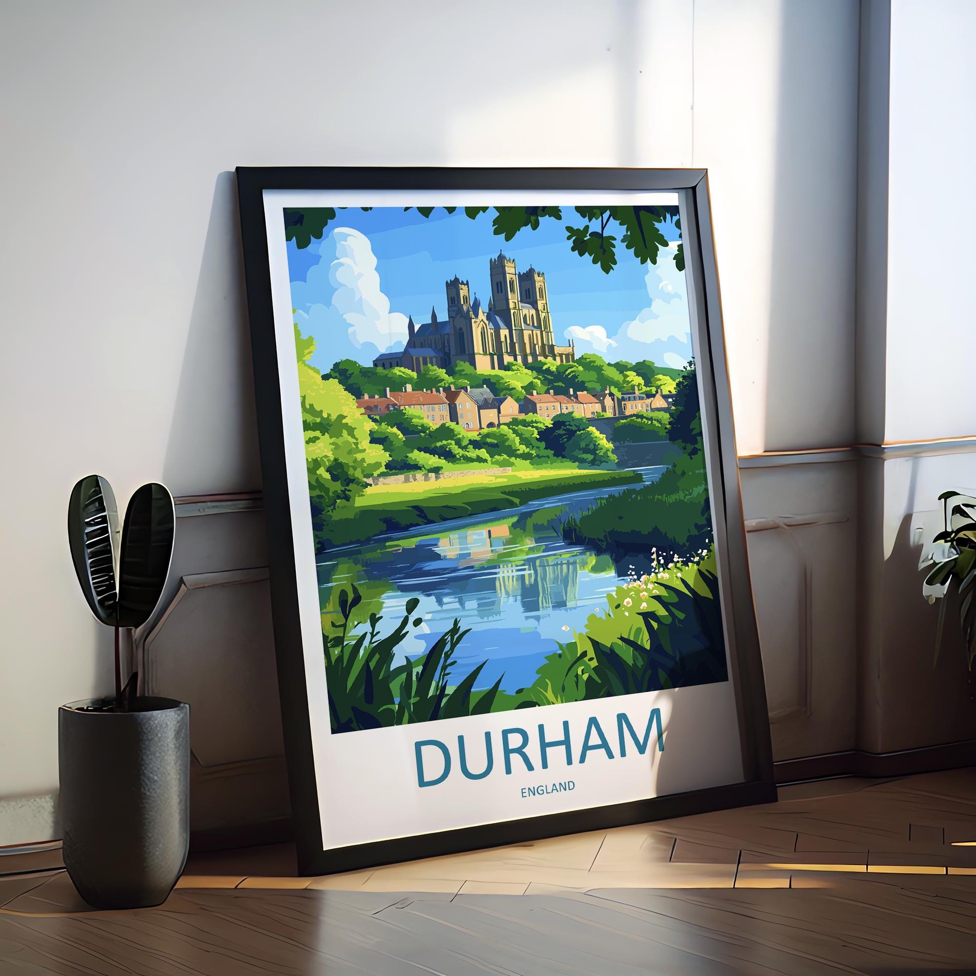 Durham Travel Print Wall Art Durham Wall Hanging Home Décor Durham Gift Art Lovers England Art Lover Gift Durham Travel Art Gift