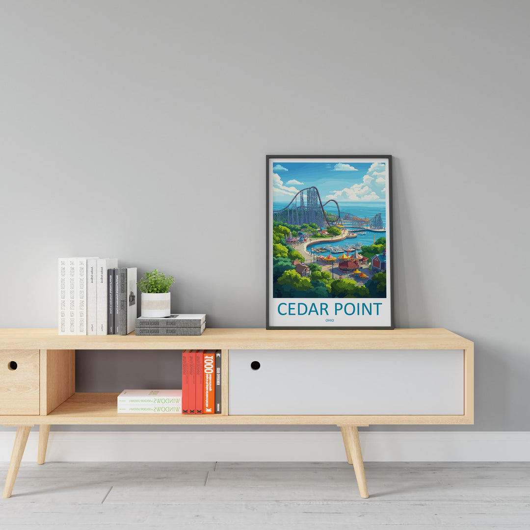 Cedar Point Travel Print Home Décor Cityscape Art Print Cedar Point Wall Art Travel Gift Wall Hanging Cedar Point Ohio Poster Art Ohio Print