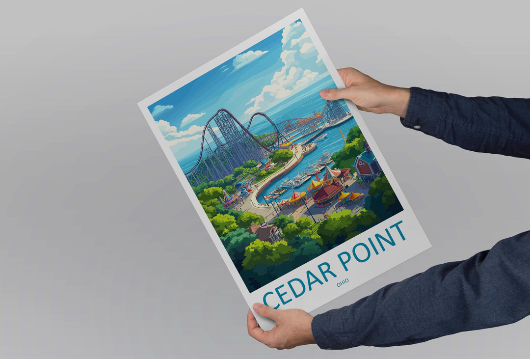 Cedar Point Travel Print Home Décor Cityscape Art Print Cedar Point Wall Art Travel Gift Wall Hanging Cedar Point Ohio Poster Art Ohio Print