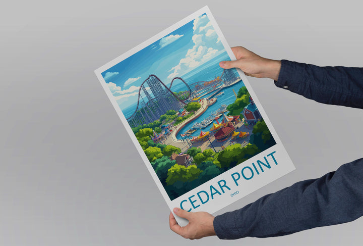 Cedar Point Travel Print Home Décor Cityscape Art Print Cedar Point Wall Art Travel Gift Wall Hanging Cedar Point Ohio Poster Art Ohio Print