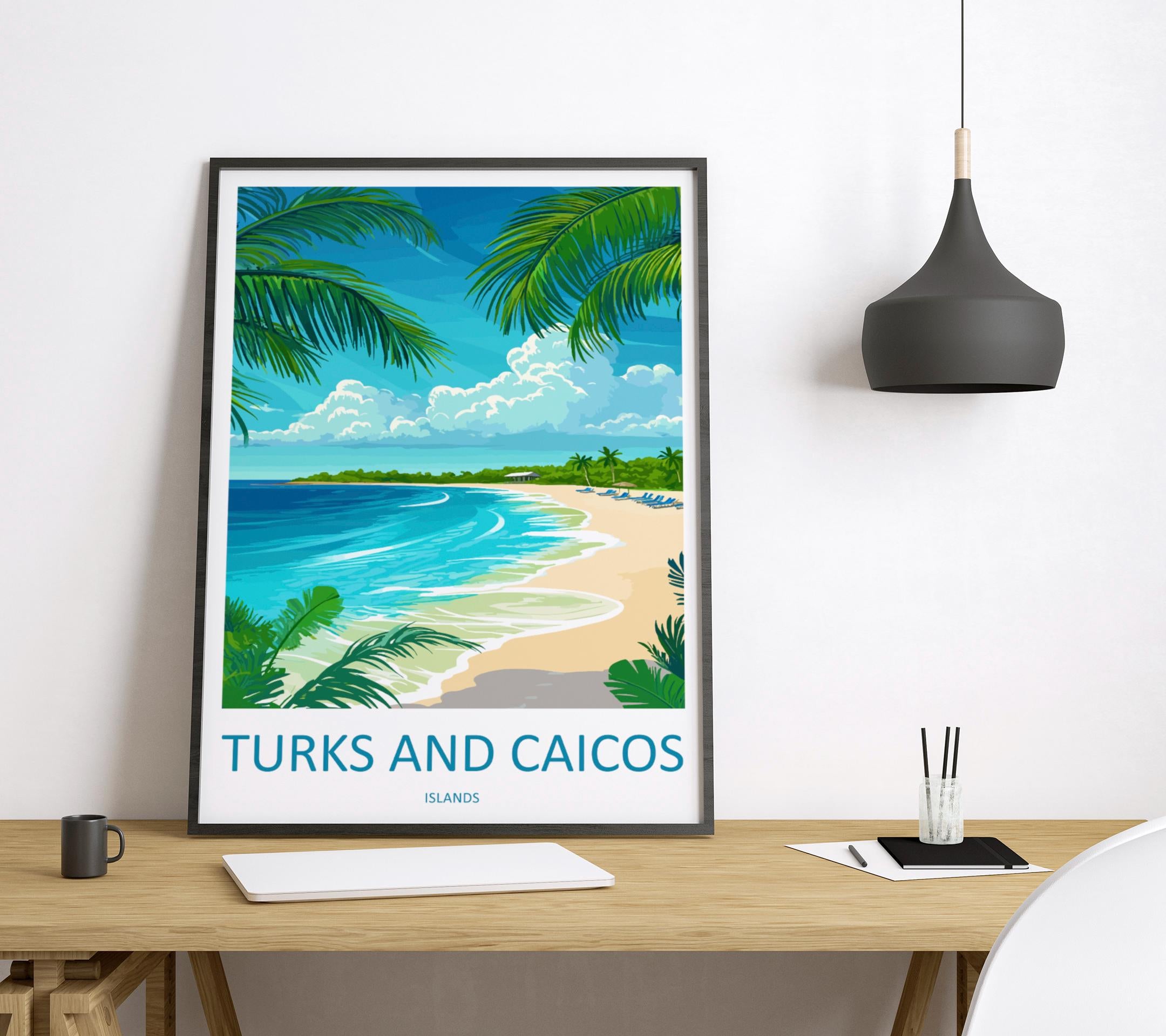 Turks and Caicos Islands Travel Print Wall Art Turks and Caicos Wall Hanging Home Décor Turks and Caicos Gift Art Lovers Wall Art Caribbean