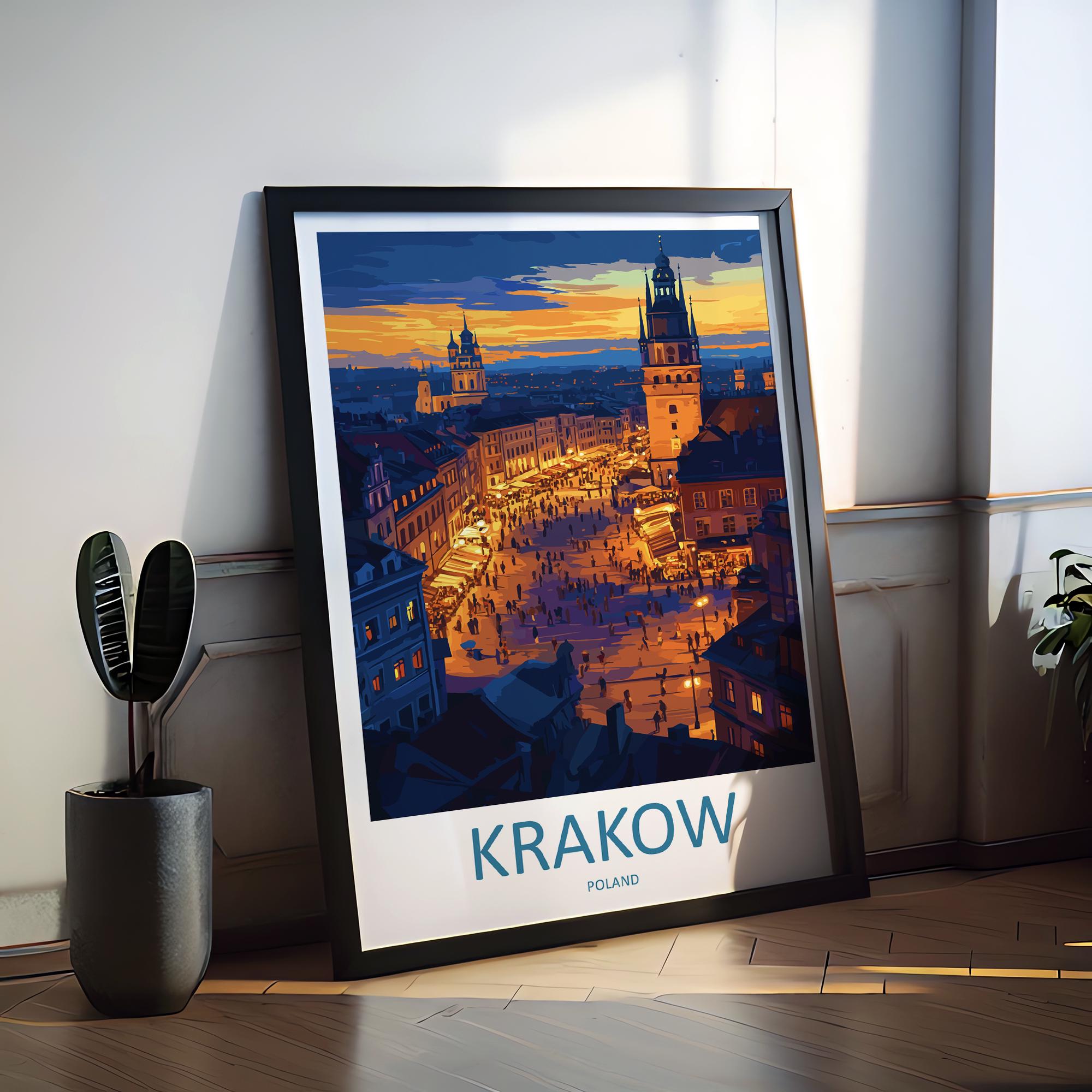 Krakow Travel Print Wall Art Krakow Wall Hanging Home Décor Krakow Gift Art Lovers Poland Art Lover Gift Krakow Travel Wall Art