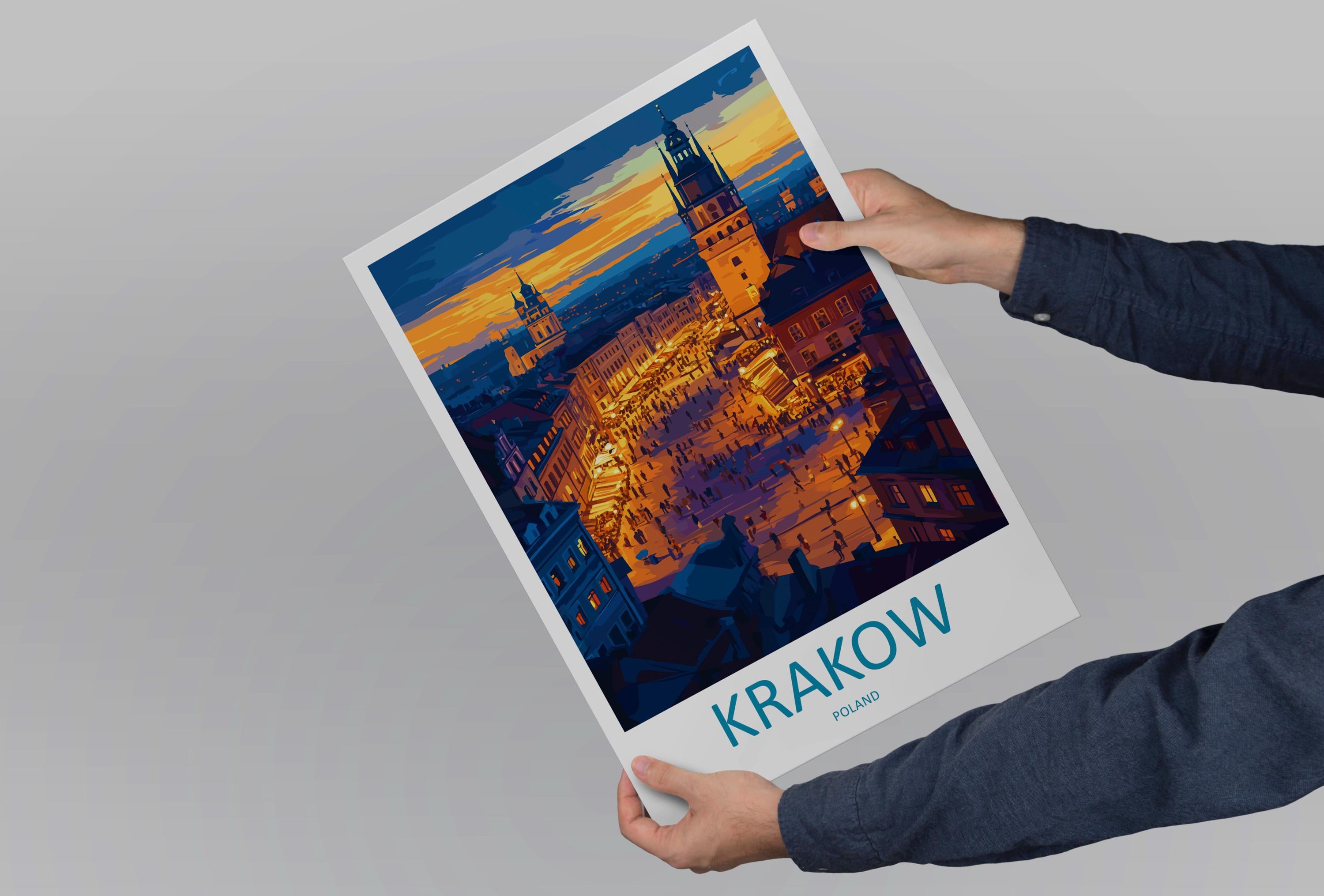 Krakow Travel Print Wall Art Krakow Wall Hanging Home Décor Krakow Gift Art Lovers Poland Art Lover Gift Krakow Travel Wall Art