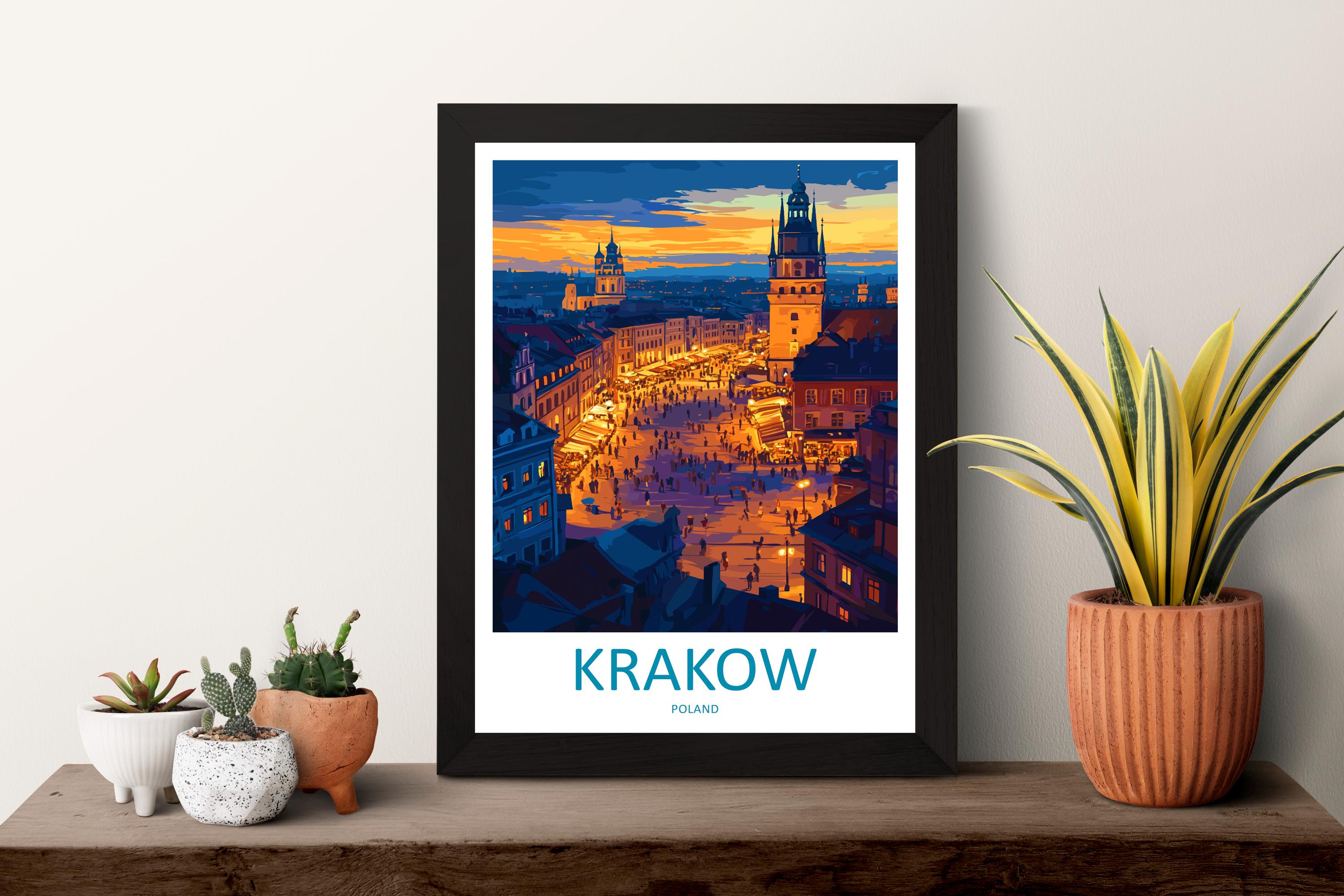 Krakow Travel Print Wall Art Krakow Wall Hanging Home Décor Krakow Gift Art Lovers Poland Art Lover Gift Krakow Travel Wall Art