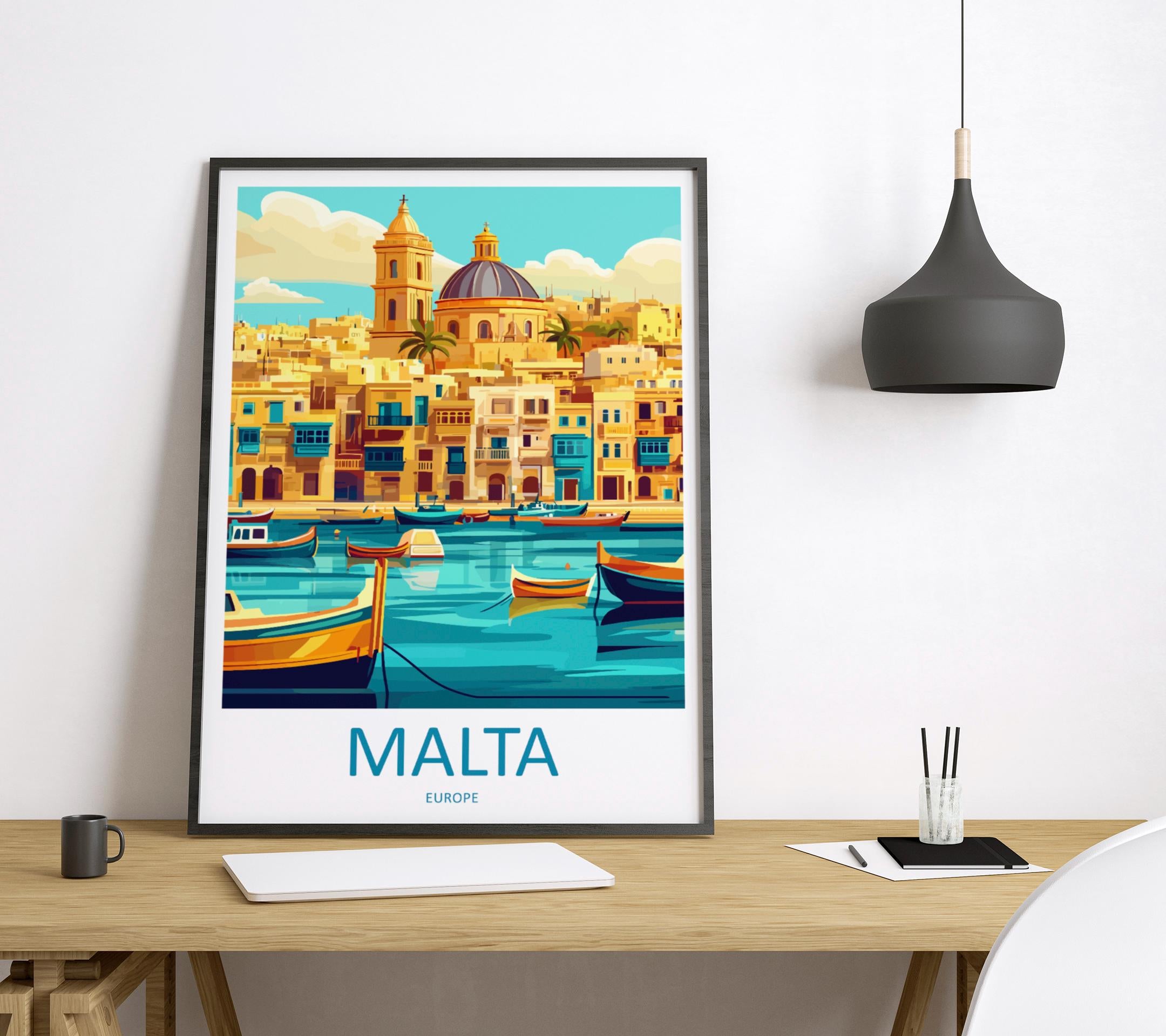 Valletta Travel Print Valletta Malta Home Décor Malta Art Print Valletta Wall Print For Malta Valletta Gift For Malta Wall Wall Hanging Art