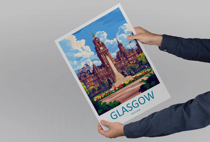 Glasgow Travel Print Wall Art Glasgow Wall Hanging Home Décor Glasgow Gift Art Lovers Scotland Art Lover Gift Glasgow Travel Artwork