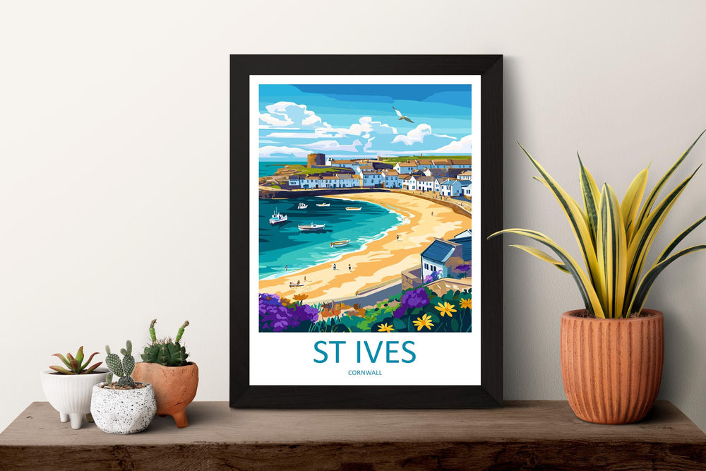 St Ives Travel Print Wall Art St Ives Wall Hanging Home Décor St Ives Gift Art Lovers Cornwall Art Lover Gift