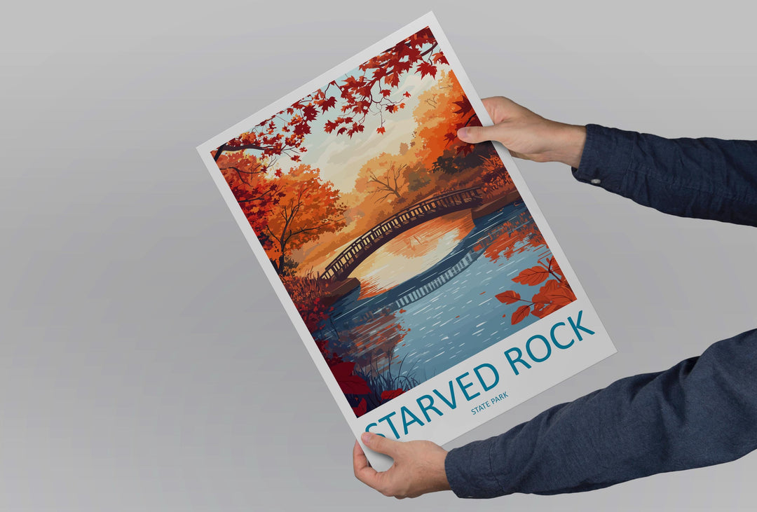Starved Rock State Park Travel Print Starved Rock Wall Decor Illinois Starved Rock Art Starved Rock Wall Art Poster Gift Starved Rock Poster