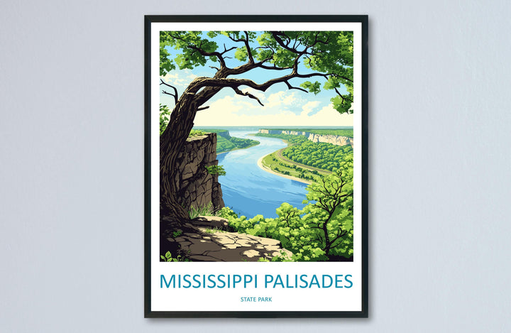 Mississippi Palisades State Park Travel Print Mississippi Palisades Wall Decor Illinois Mississippi Palisades Art Mississippi Palisades