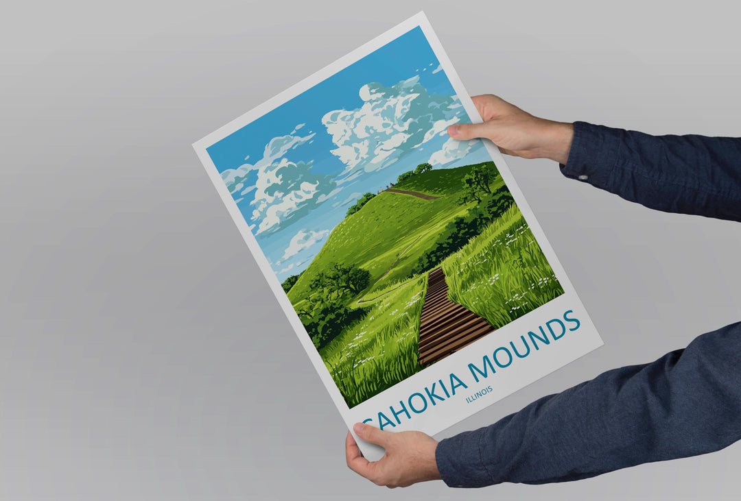 Cahokia Mounds Travel Print Cahokia Mounds Wall Decor Illinois Cahokia Mounds Art Cahokia Mounds Wall Art Poster Gift Cahokia Mounds Print