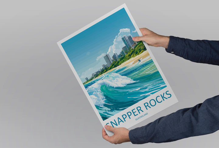 Snapper Rocks Travel Print Snapper Rocks Wall Decor Australia Snapper Rocks Art Snapper Rocks Wall Art Queensland Poster Gift for Surf Lover