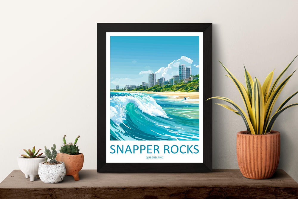 Snapper Rocks Travel Print Snapper Rocks Wall Decor Australia Snapper Rocks Art Snapper Rocks Wall Art Queensland Poster Gift for Surf Lover