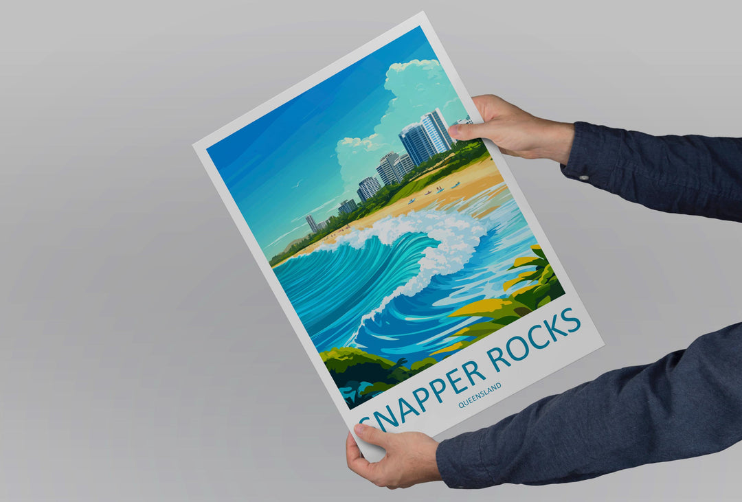 Snapper Rocks Travel Print Snapper Rocks Wall Decor Australia Snapper Rocks Art Snapper Rocks Wall Art Queensland Poster Gift for Surf Lover