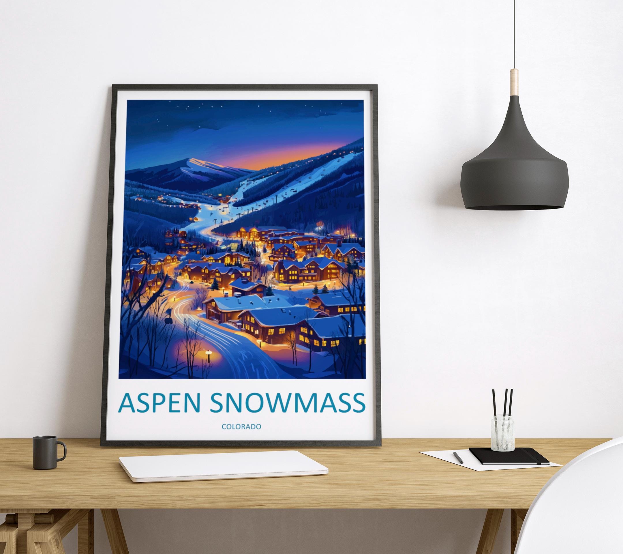 Aspen Ski Resort Travel Print Wall Art Aspen Ski Resort Wall Hanging Home Décor Aspen Ski Resort Gift Art Lovers Colorado Art Lover Gift