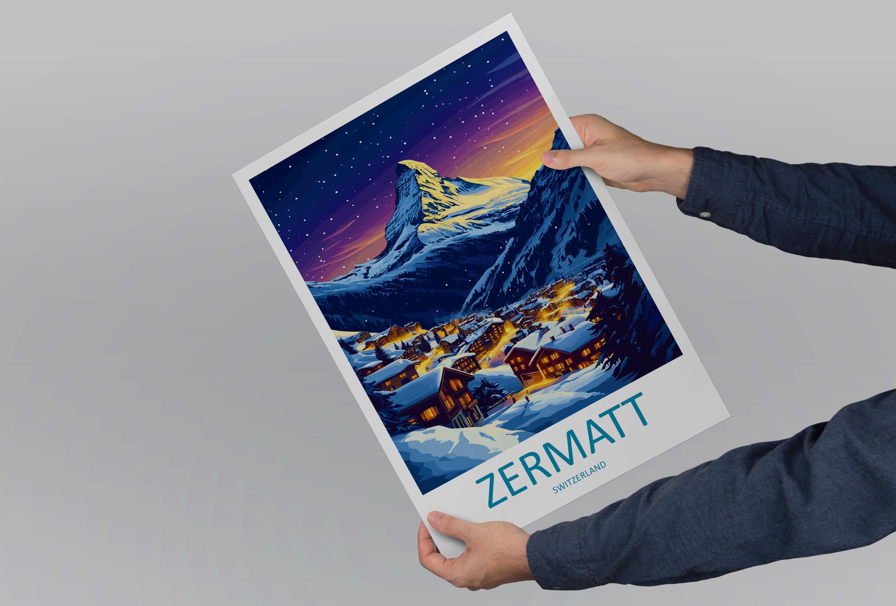 Zermatt Travel Print Wall Art Zermatt Wall Hanging Home Décor Zermatt Gift Art Lovers Ski Art Lover Gift Zermatt Print Skiing Zermatt Art