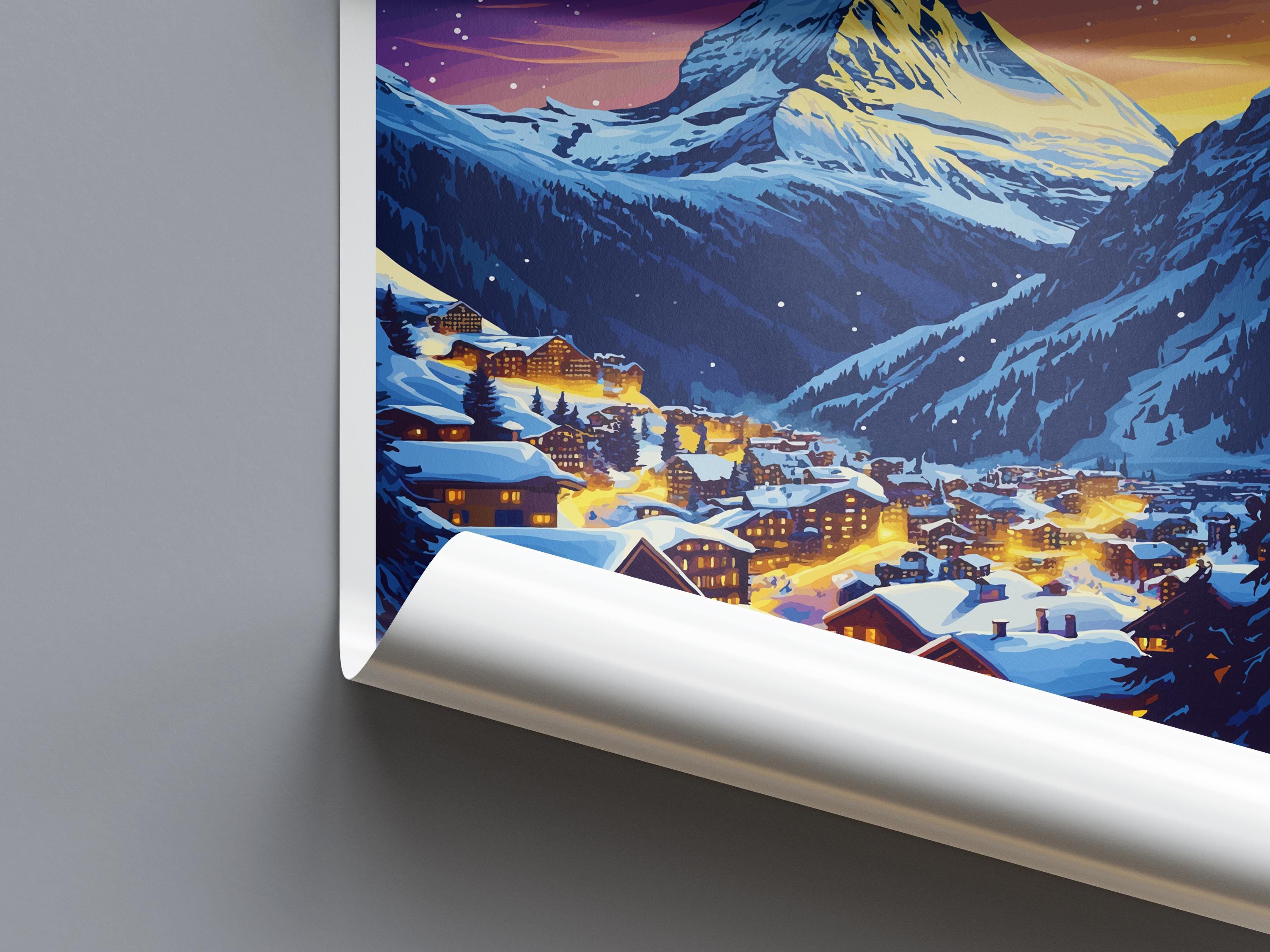 Zermatt Travel Print Wall Art Zermatt Wall Hanging Home Décor Zermatt Gift Art Lovers Ski Art Lover Gift Zermatt Print Skiing Zermatt Art