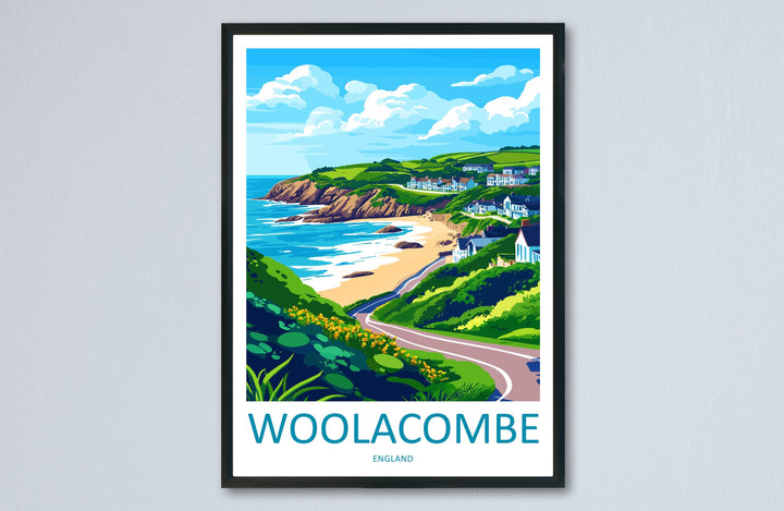 Woolacombe Travel Print Wall Art Woolacombe Wall Hanging Home Decor Woolacombe Gift Art Lovers Wall Art Devon Travel Art