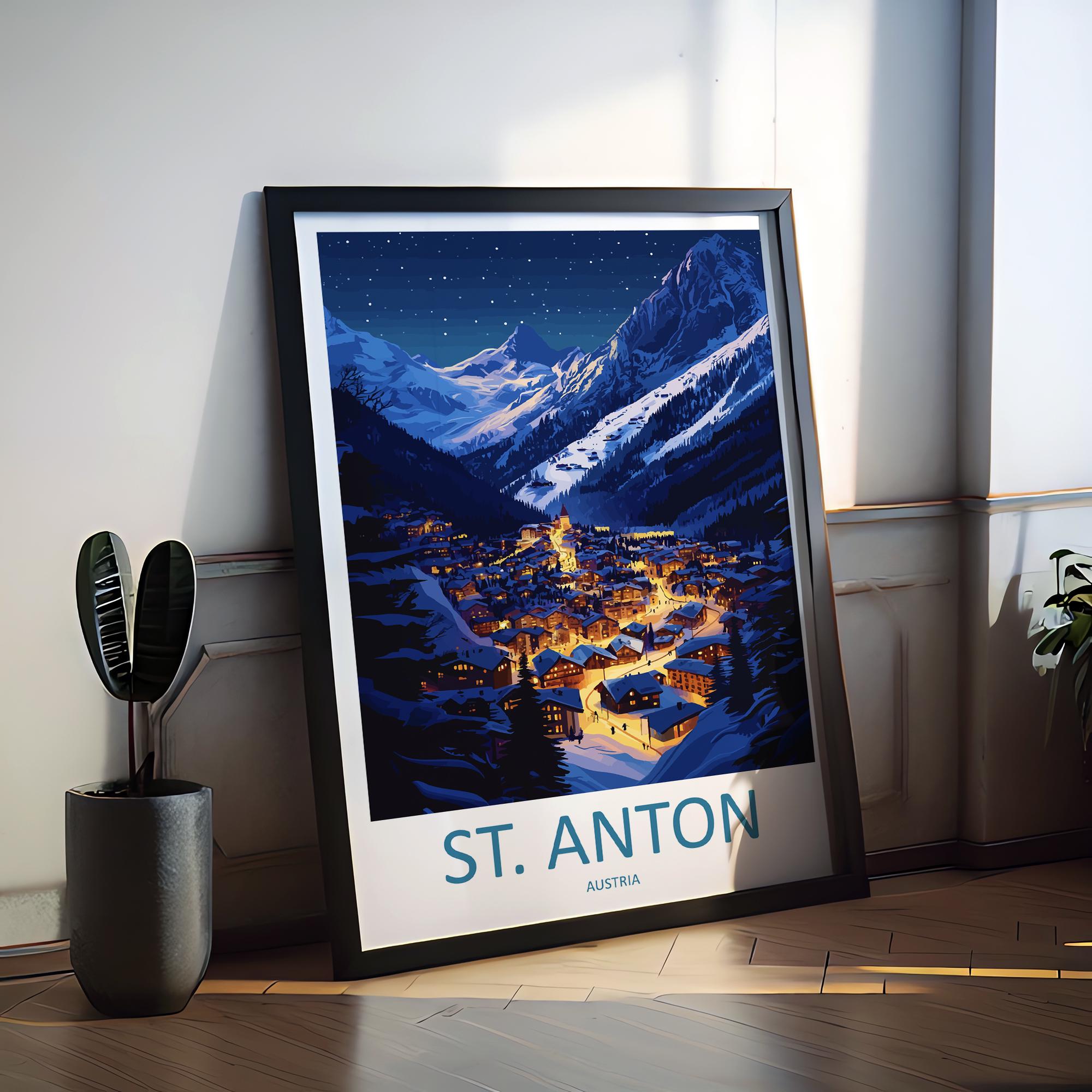 St. Anton Travel Print Wall Art St. Anton Wall Hanging Home Décor St. Anton Gift Art Lovers Ski Art Lover Gift St. Anton Print Skiing Print