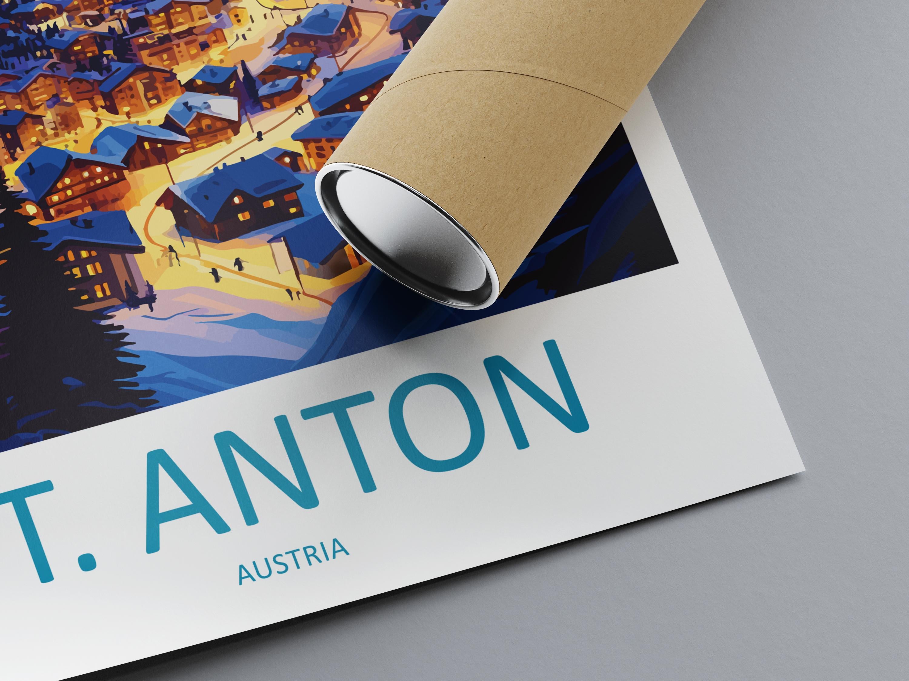 St. Anton Travel Print Wall Art St. Anton Wall Hanging Home Décor St. Anton Gift Art Lovers Ski Art Lover Gift St. Anton Print Skiing Print