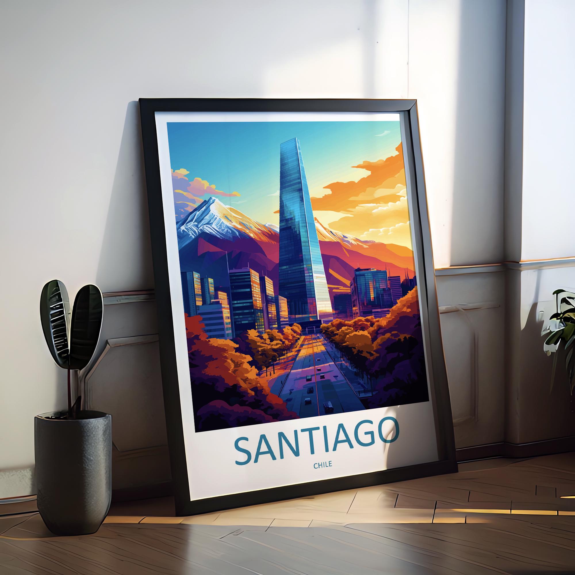 Santiago Travel Print Wall Art Santiago Wall Hanging Home Decoration Santiago Gift Art Lovers Wall Art Print Art Santiago Wall Print Chile