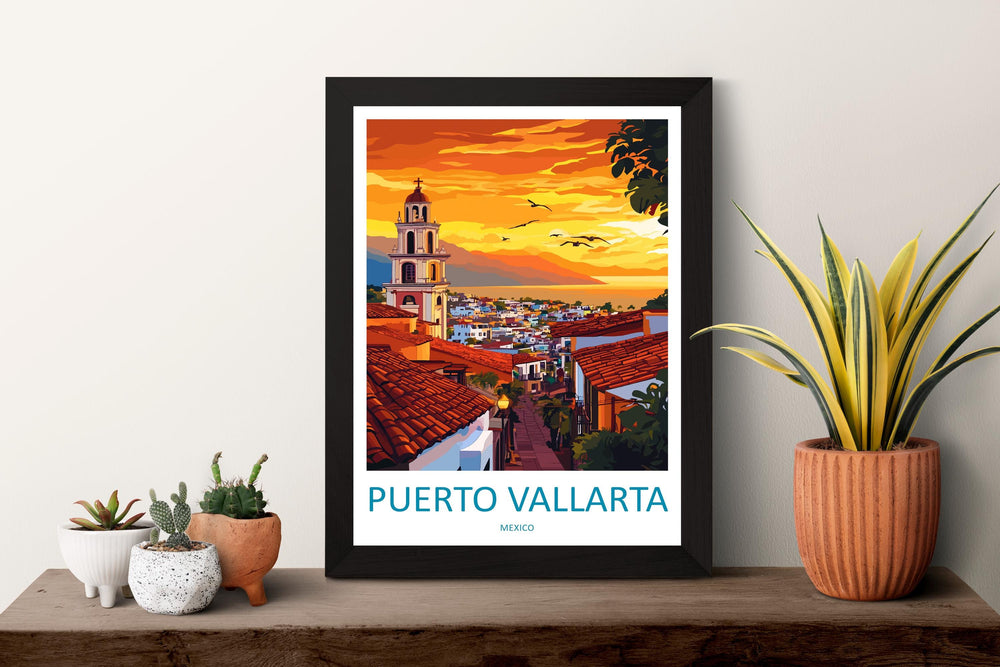 Puerto Vallarta Travel Print Wall Art Puerto Vallarta Wall Hanging Home Decor Puerto Vallarta Gift Art Lovers Wall Art Print Art Mexico Art