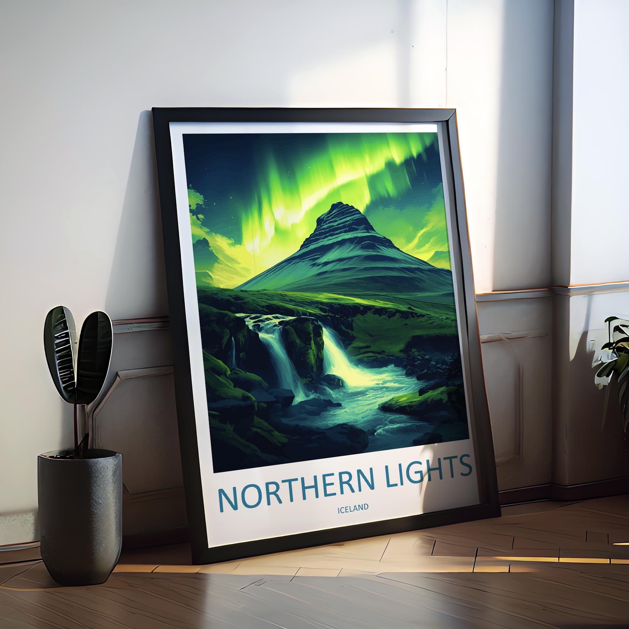 Northern Lights Travel Print Wall Art Aurora Borealis Wall Hanging Home Décor Aurora Borealis Gift Art Lovers Iceland Art Lover Gift Decor