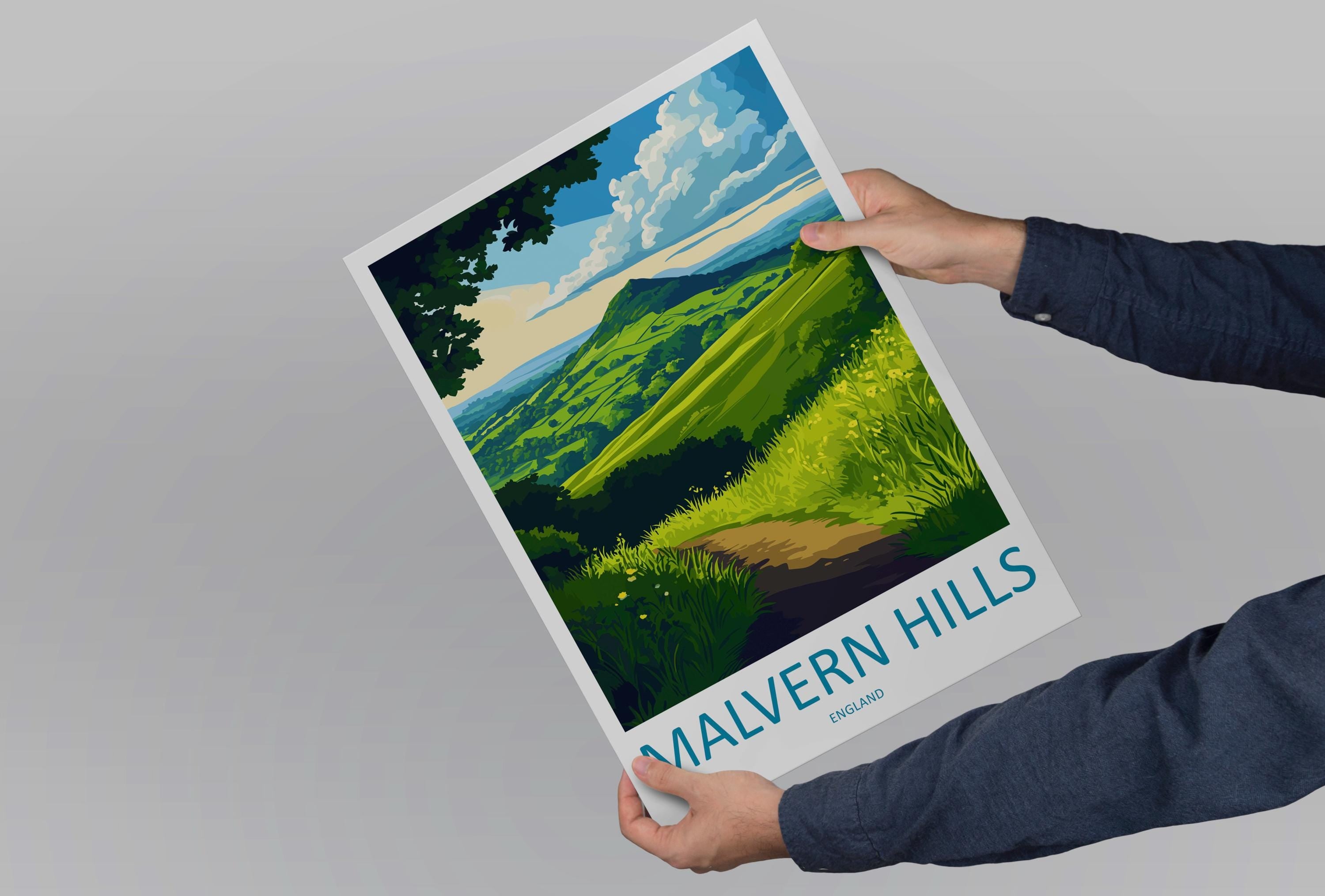 Malvern Hills Travel Print Wall Art Malvern Hills Wall Hanging Home Decoration Malvern Hills Gift Art Lovers Wall Art AONB Wall Print