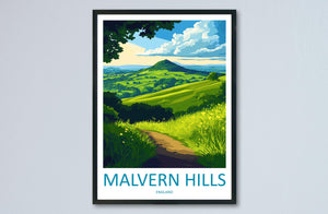 Malvern Hills Travel Print Wall Art Malvern Hills Wall Hanging Home Decoration Malvern Hills Gift Art Lovers Wall Art AONB Wall Print