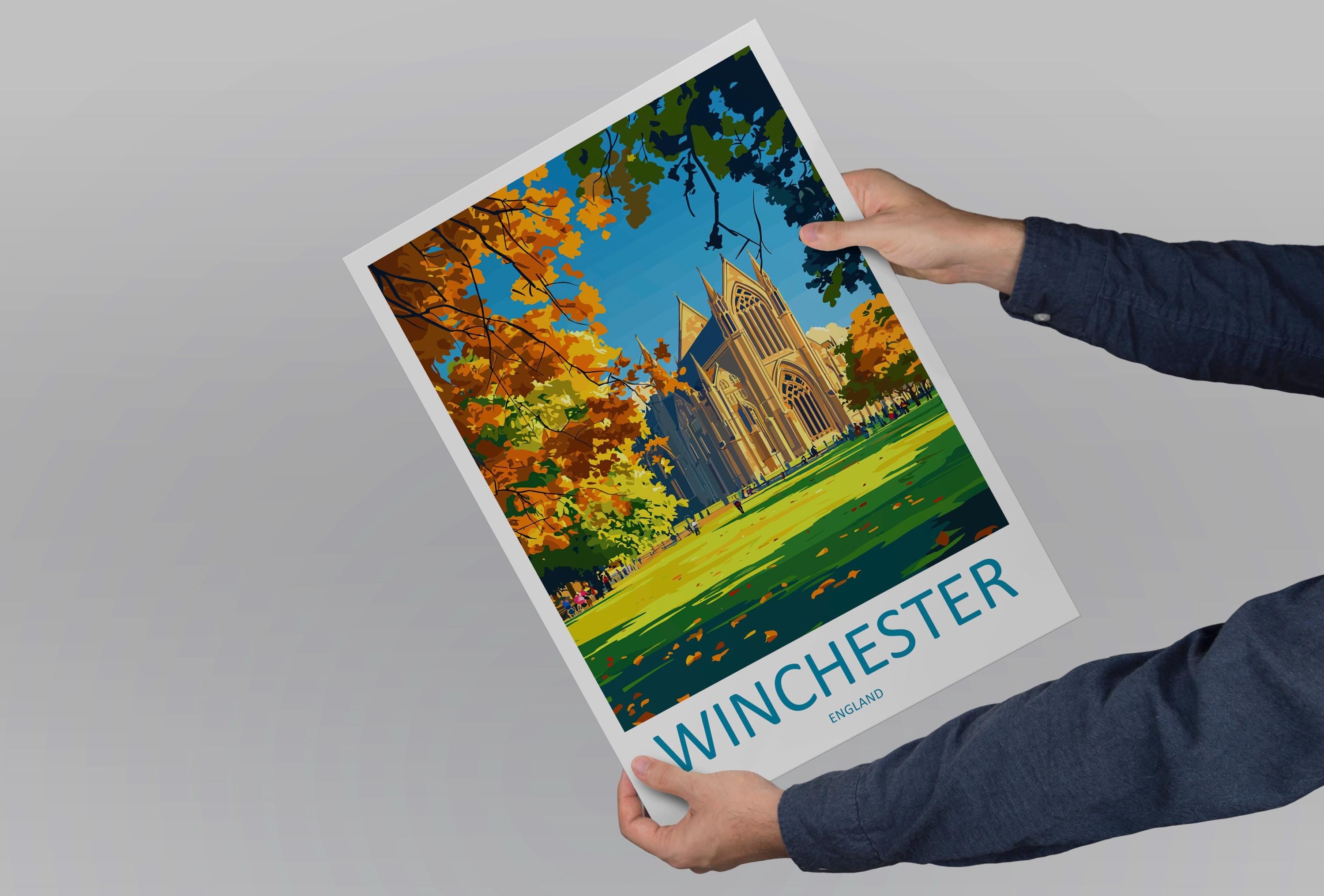 Winchester Travel Print Wall Art Winchester Wall Hanging Home Décor Winchester Gift Art Lovers England Art Lover Gift Winchester Travel