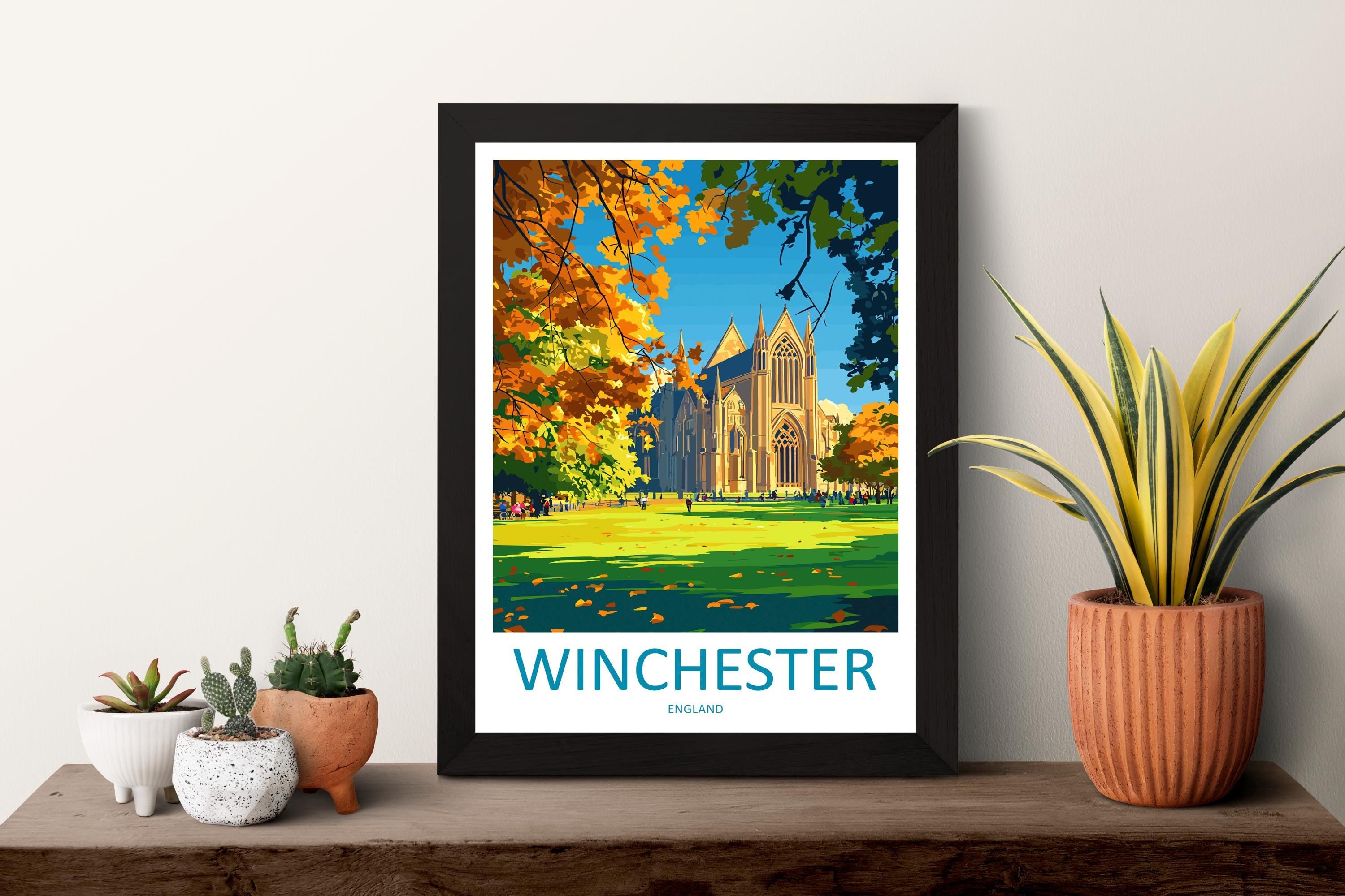 Winchester Travel Print Wall Art Winchester Wall Hanging Home Décor Winchester Gift Art Lovers England Art Lover Gift Winchester Travel