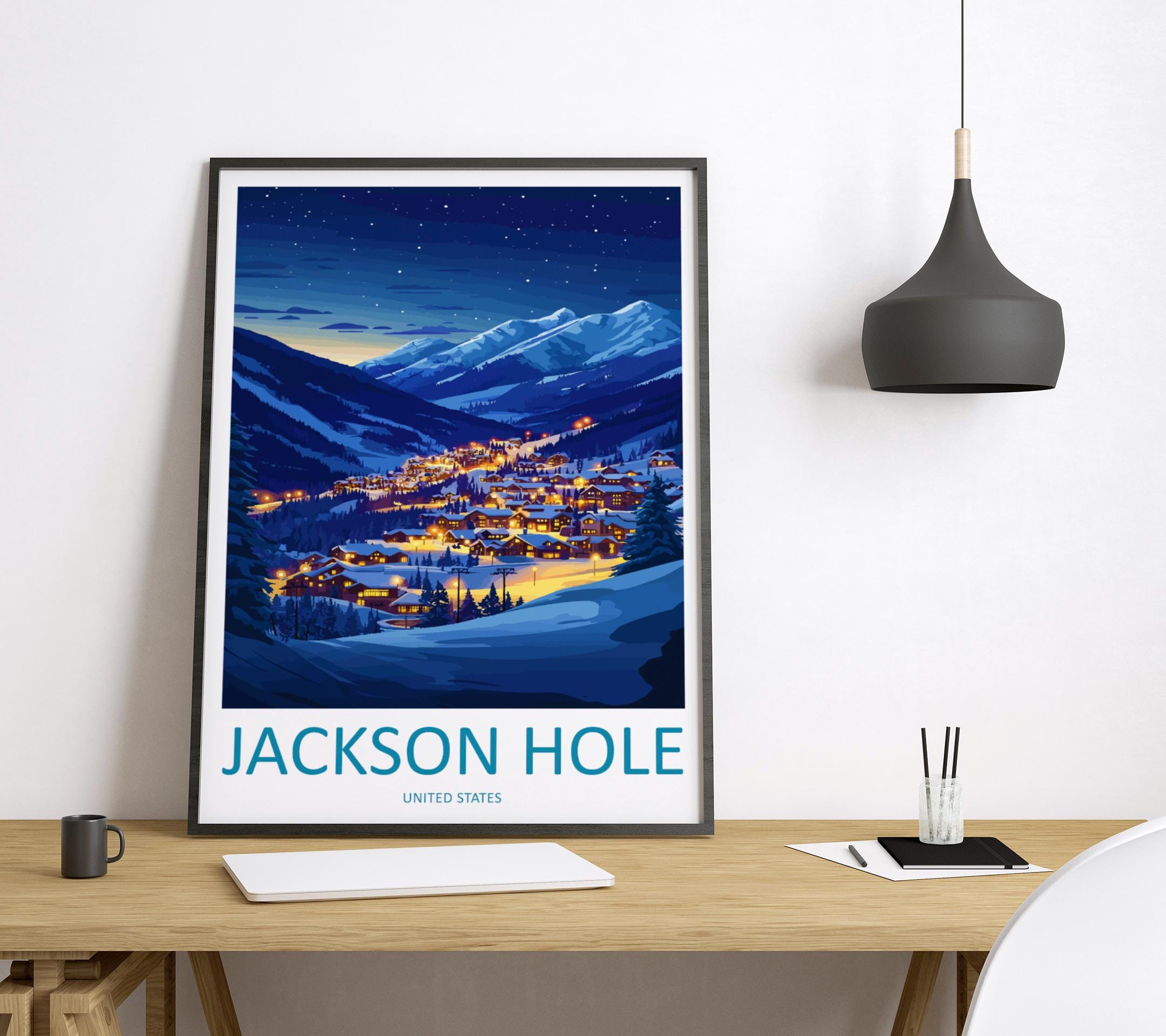 Jackson Hole Travel Print Wall Art Jackson Hole Wall Hanging Home Décor Jackson Hole Gift Art Lovers Ski Art Lover Gift Jackson Hole Print