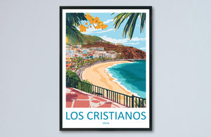 Los Cristianos Travel Print Los Cristianos Wall Decor Spain Los Cristianos Art Los Cristianos Wall Art Tenerife Poster Gift for Beach Lovers