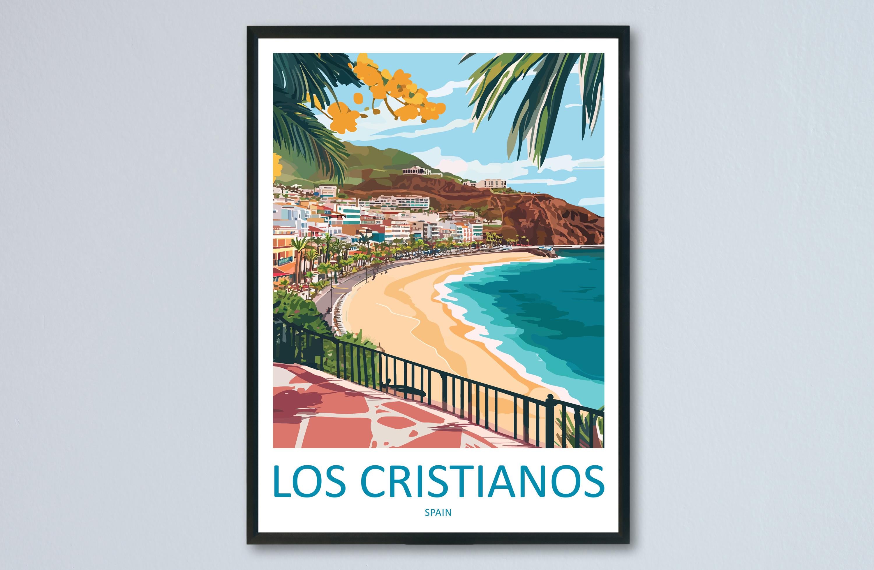 Los Cristianos Travel Print Los Cristianos Wall Decor Spain Los Cristianos Art Los Cristianos Wall Art Tenerife Poster Gift for Beach Lovers