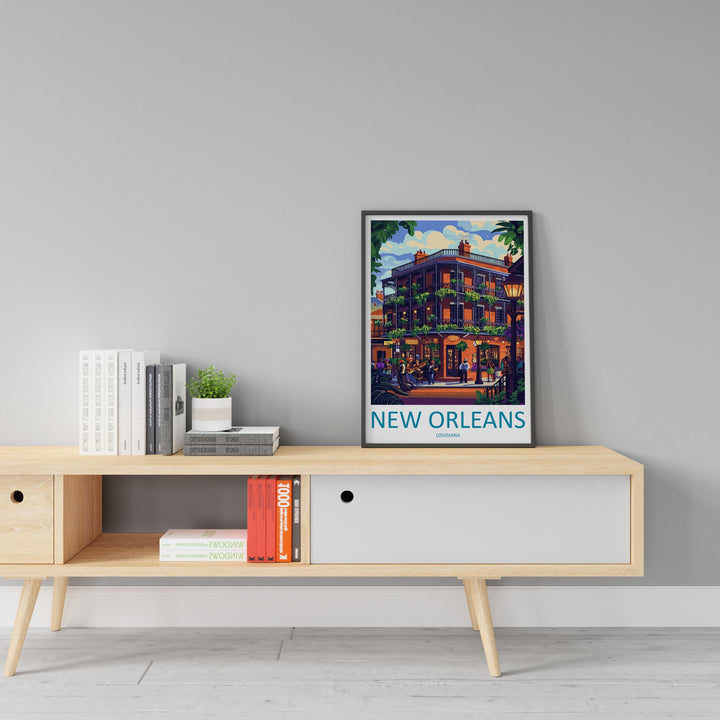 New Orleans French Quarter Travel Print French Quarter Wall Decor Louisiana French Quarter Art New Orleans Wall Art Poster Gift Jazz Lovers